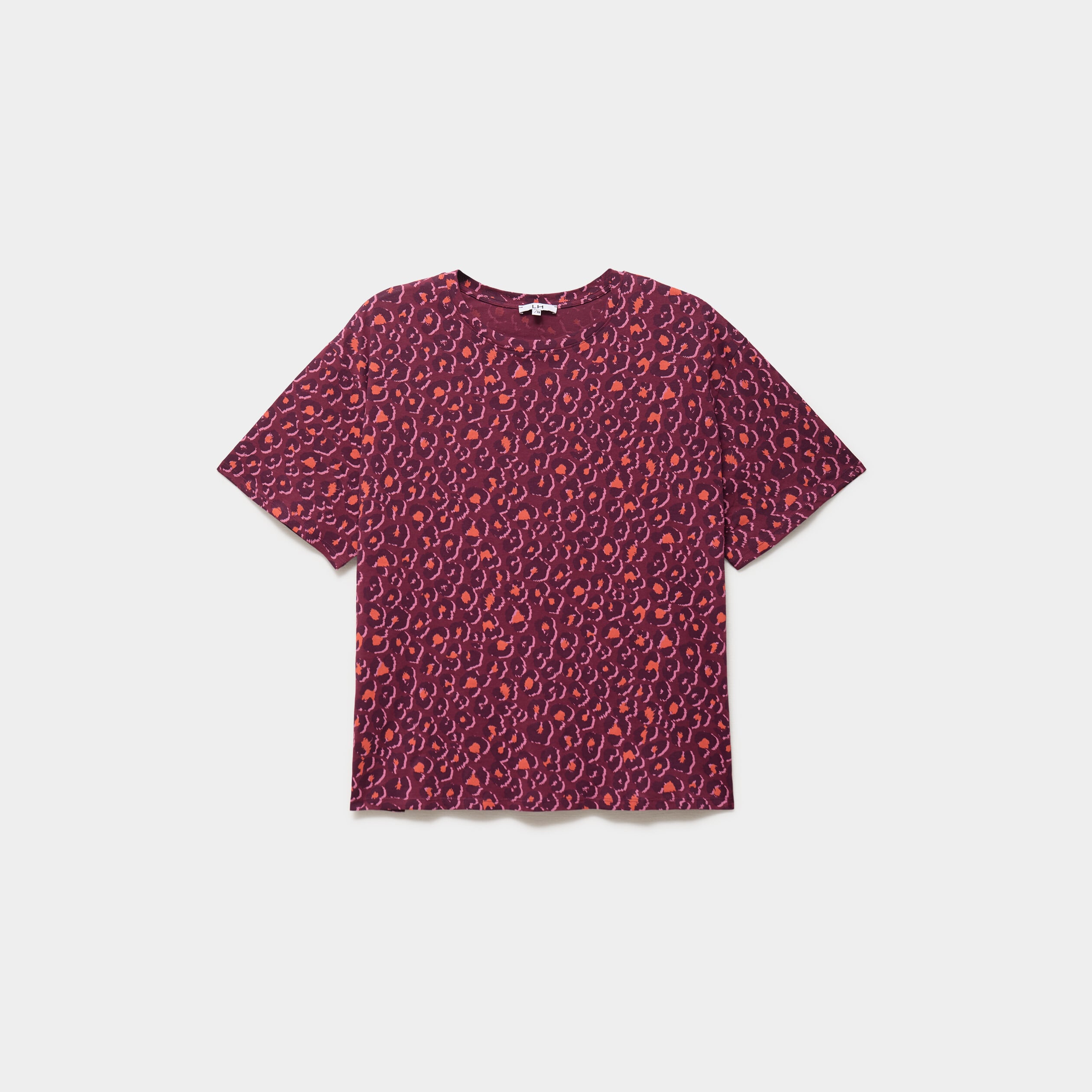 T-shirt col rond manches courtes coton bordeaux femme grande taille