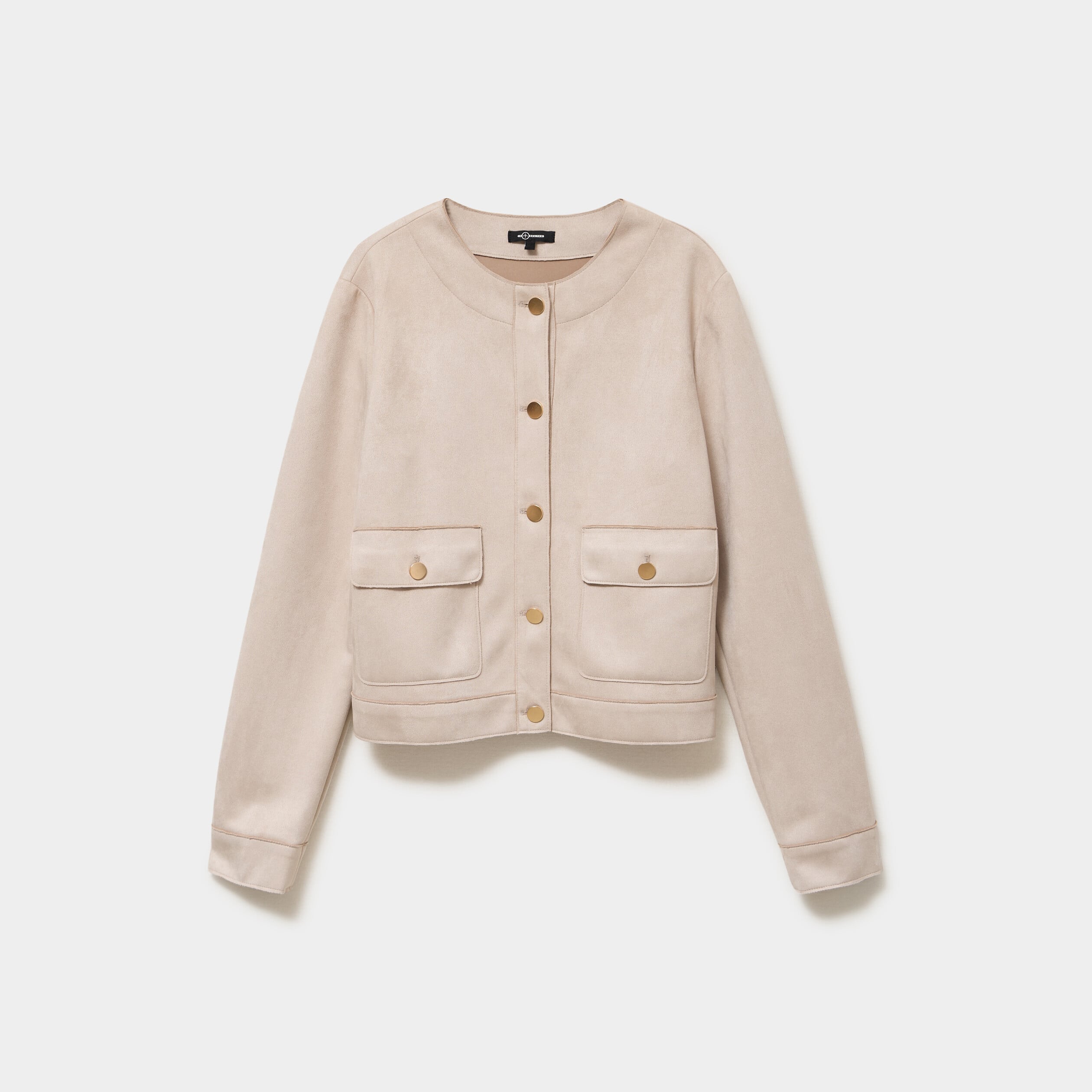 Veste boutonn&eacute;e effet su&eacute;dine beige femme