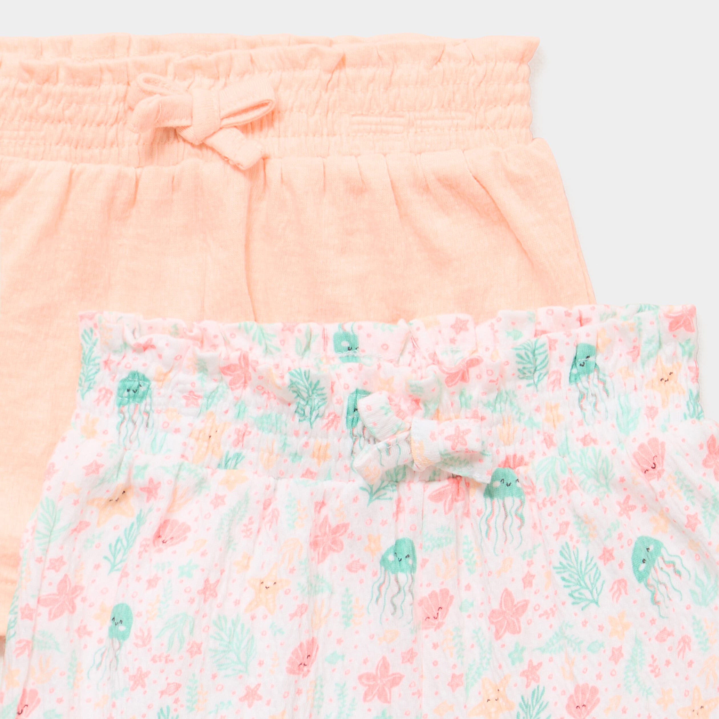 Lot 2 shorts tailles &eacute;lastiqu&eacute;es blanc b&eacute;b&eacute; fille