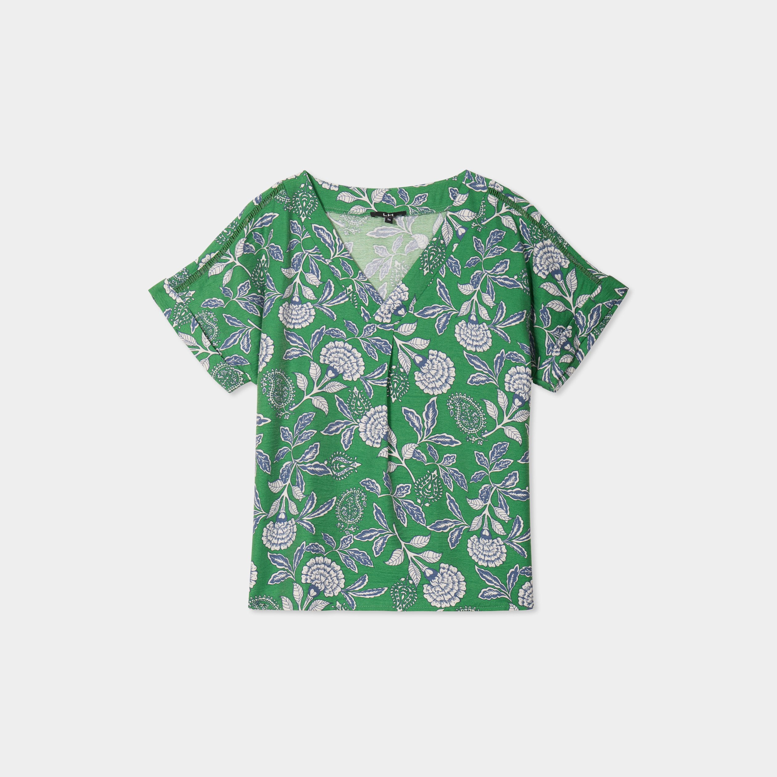 blouse col en v manches courtes vert menthe femme Blouse col en V manches courtes vert menthe femme