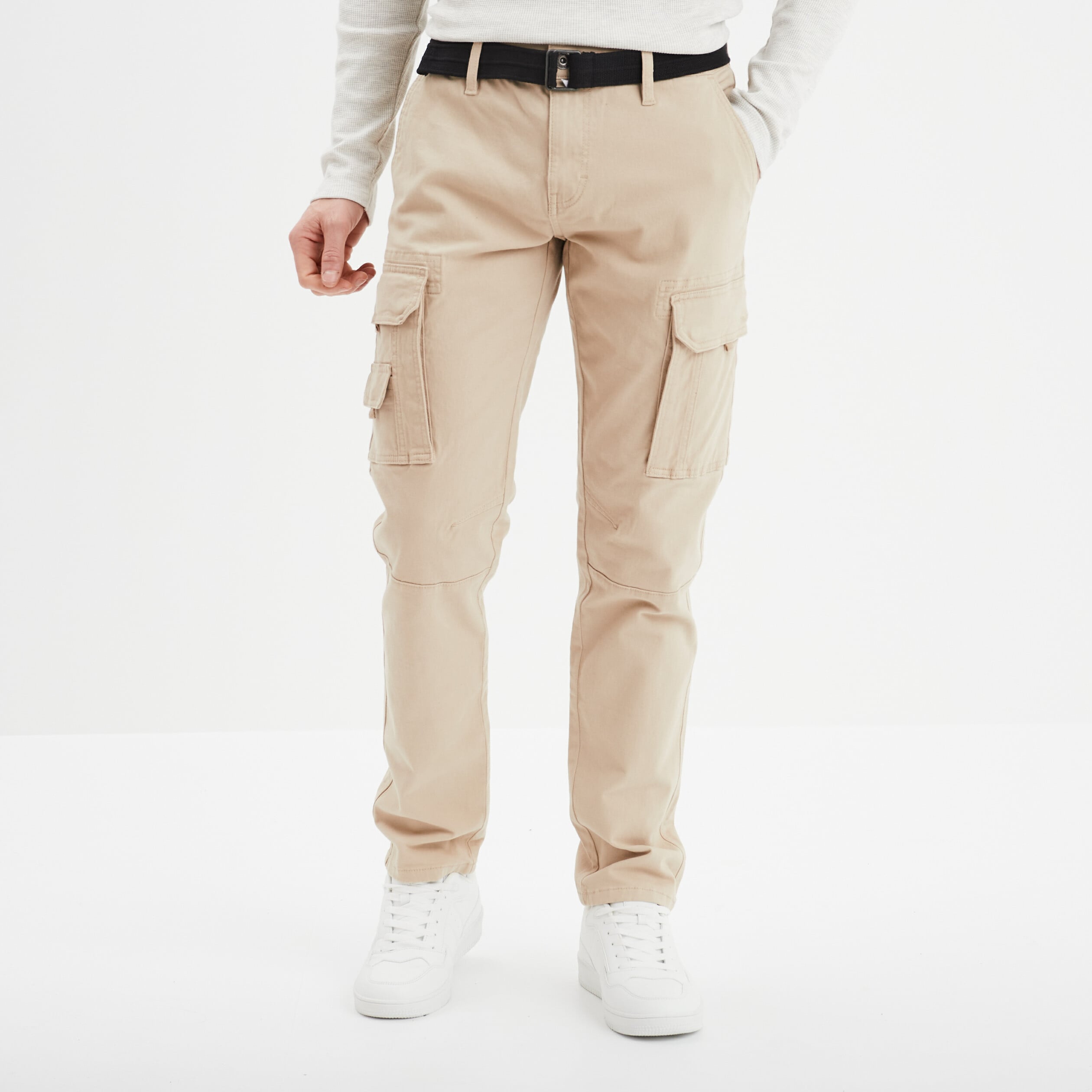 Pantalon cargo ceintur&eacute; Trappeur marron cognac homme