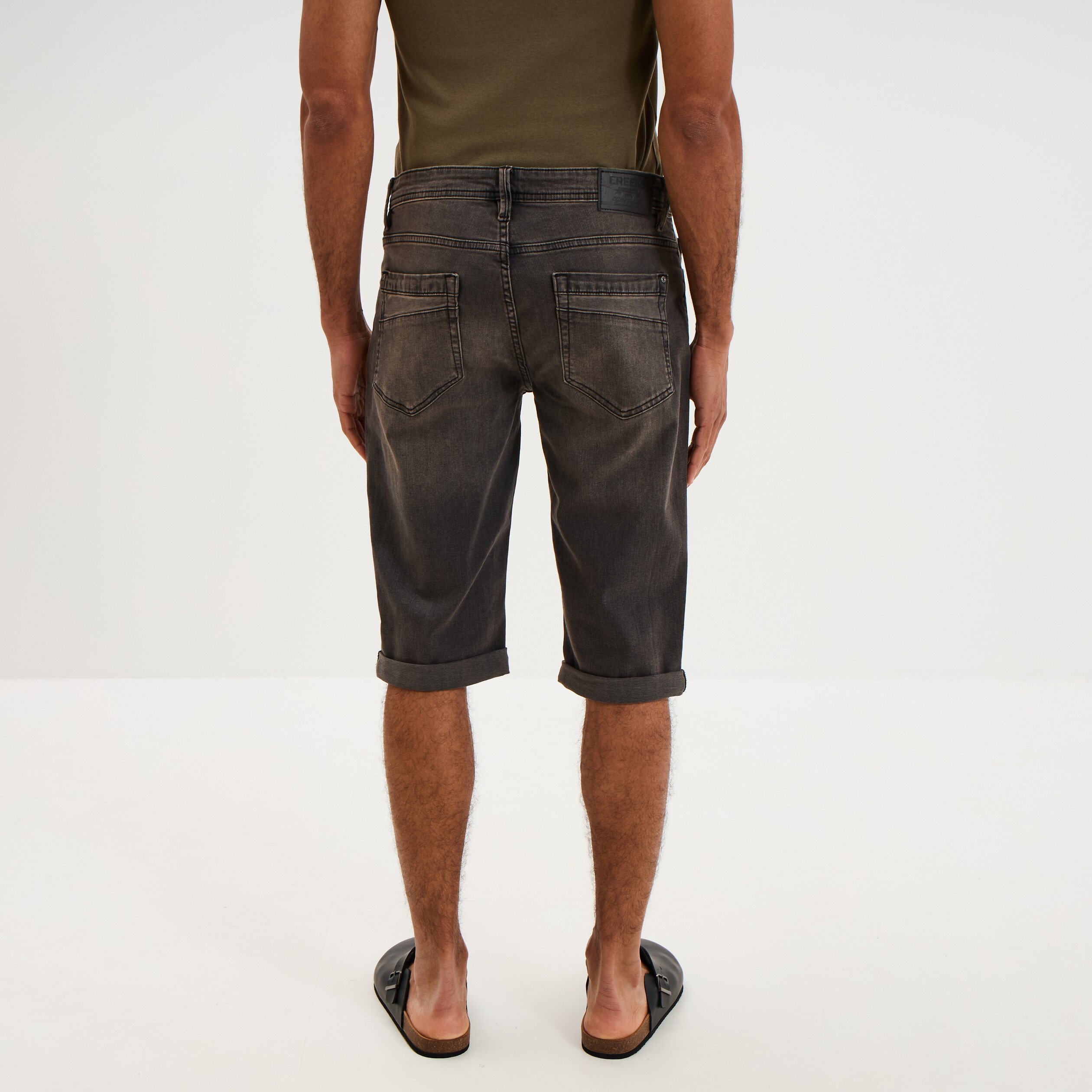 Bermuda short en jean regular denim noir homme