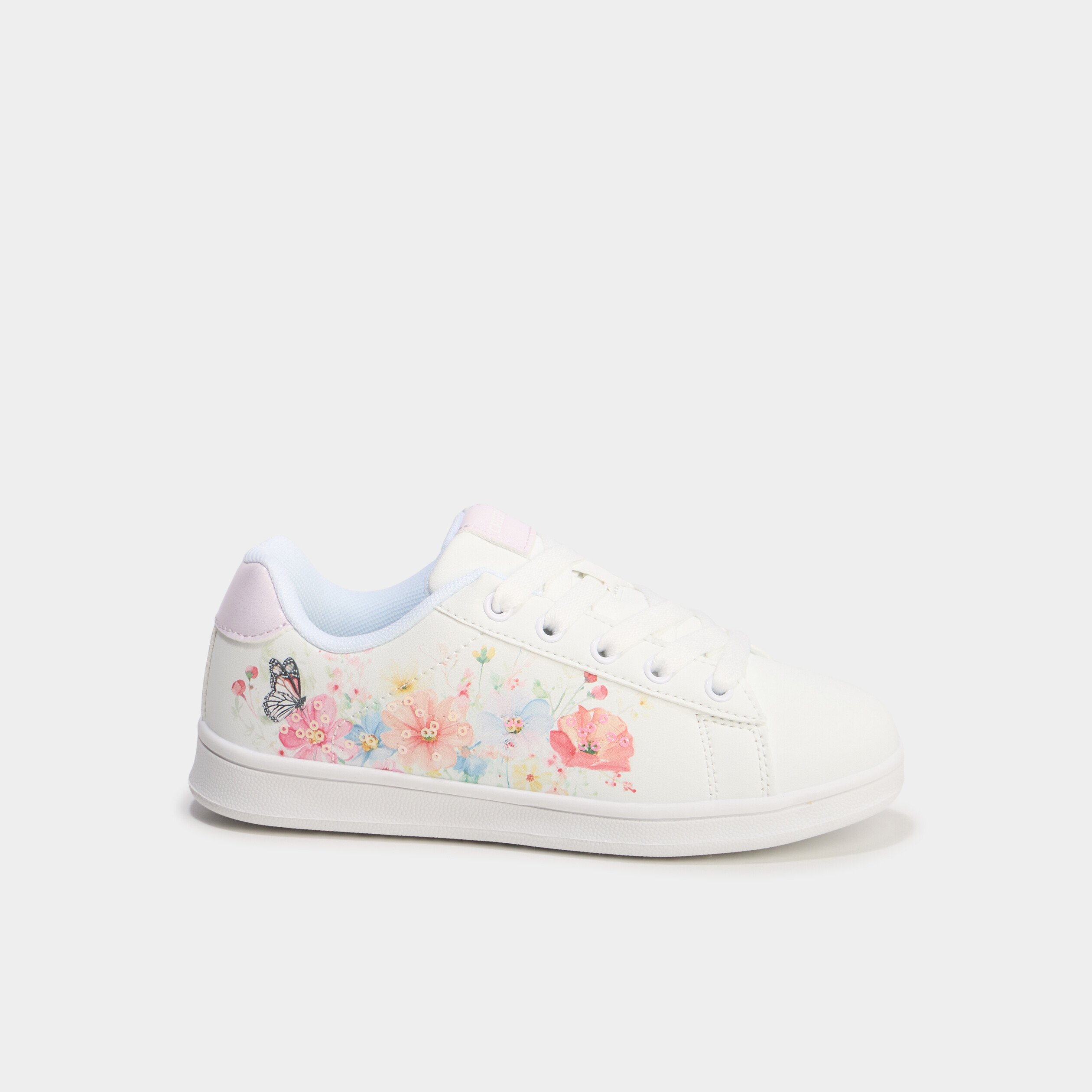 tennis basses a lacets et sequins blanc fille Tennis basses à lacets et sequins blanc fille