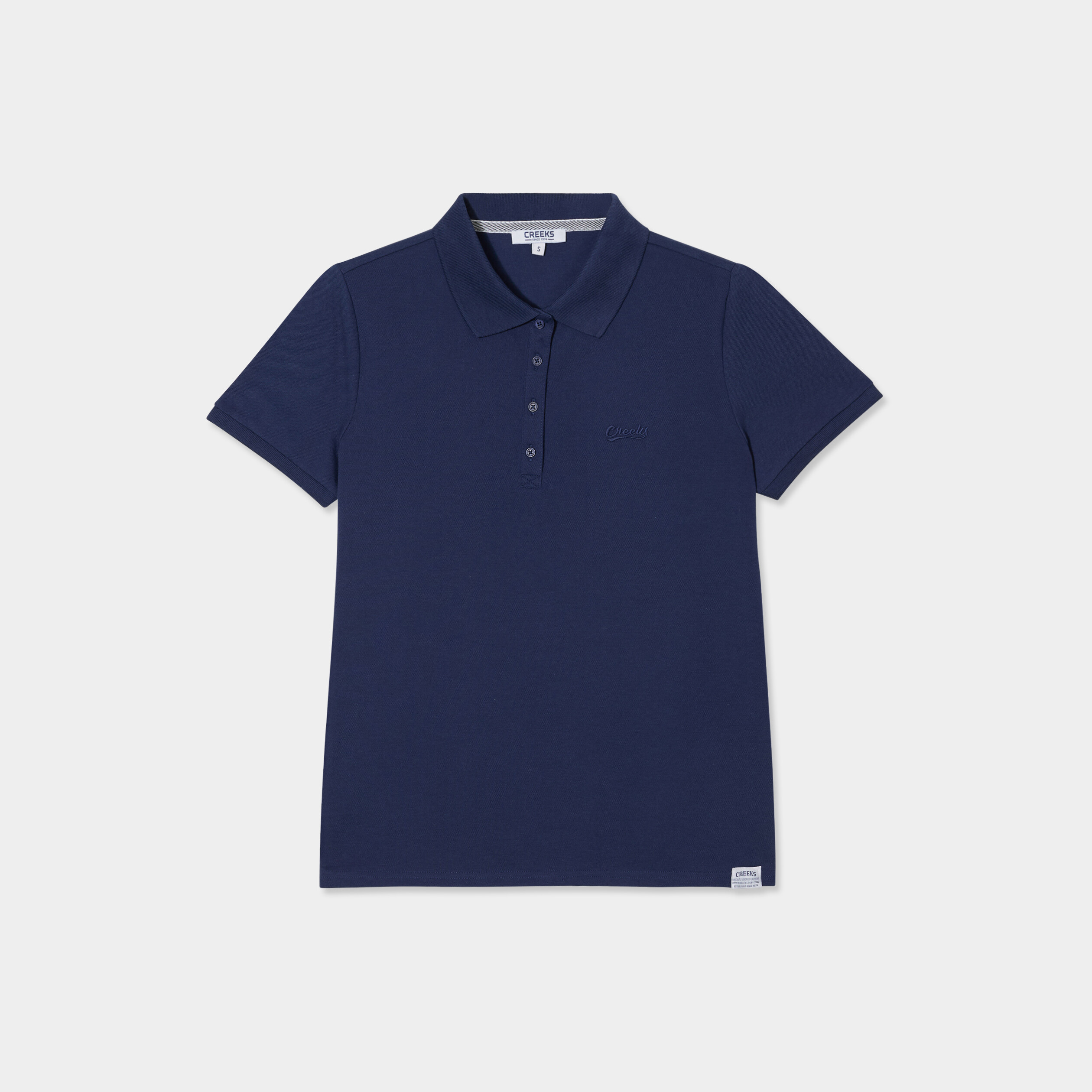 polo ajuste manches courtes coton bleu marine femme Polo ajusté manches courtes coton bleu marine femme