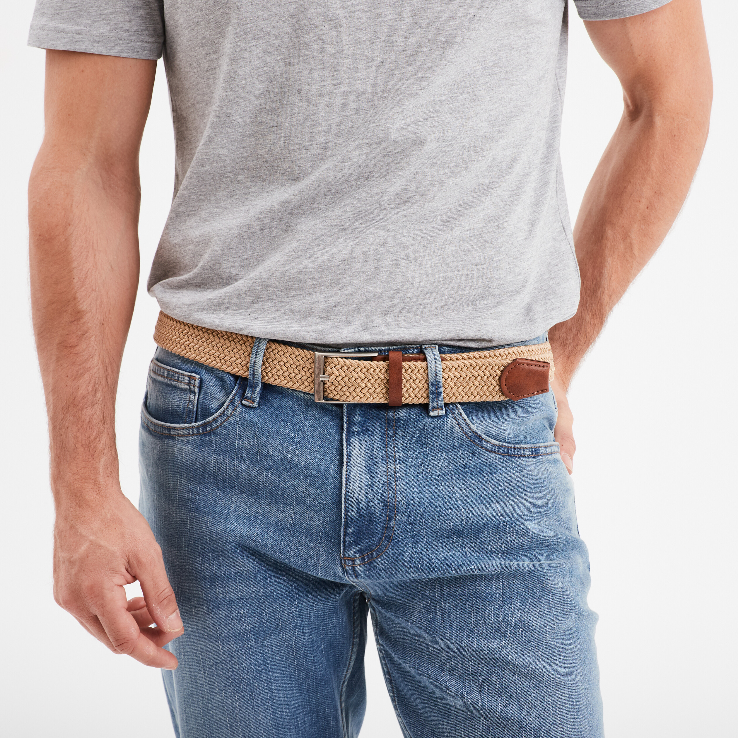 Ceinture tressée sable homme La Halle