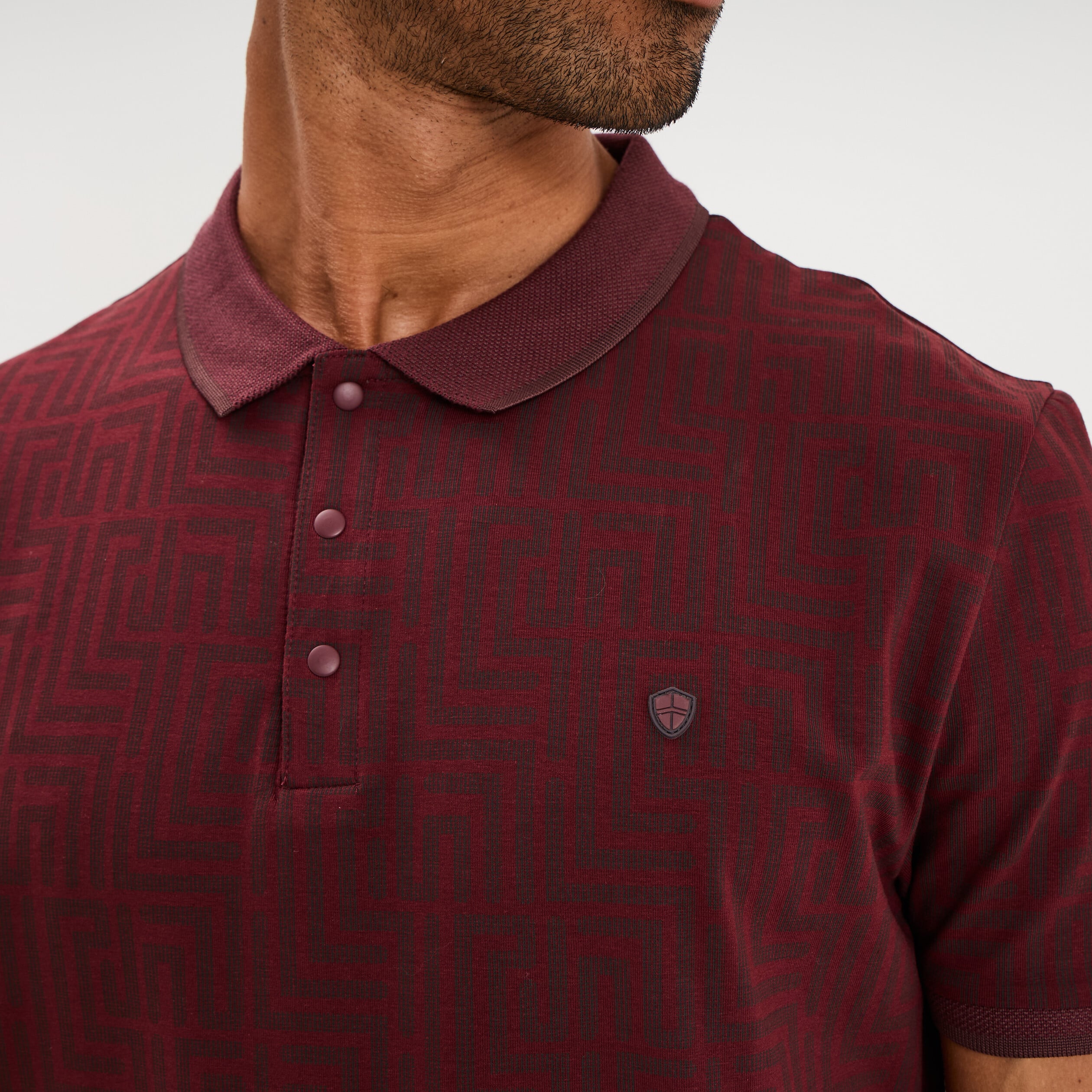 Polo slim manches courtes stretch prune homme