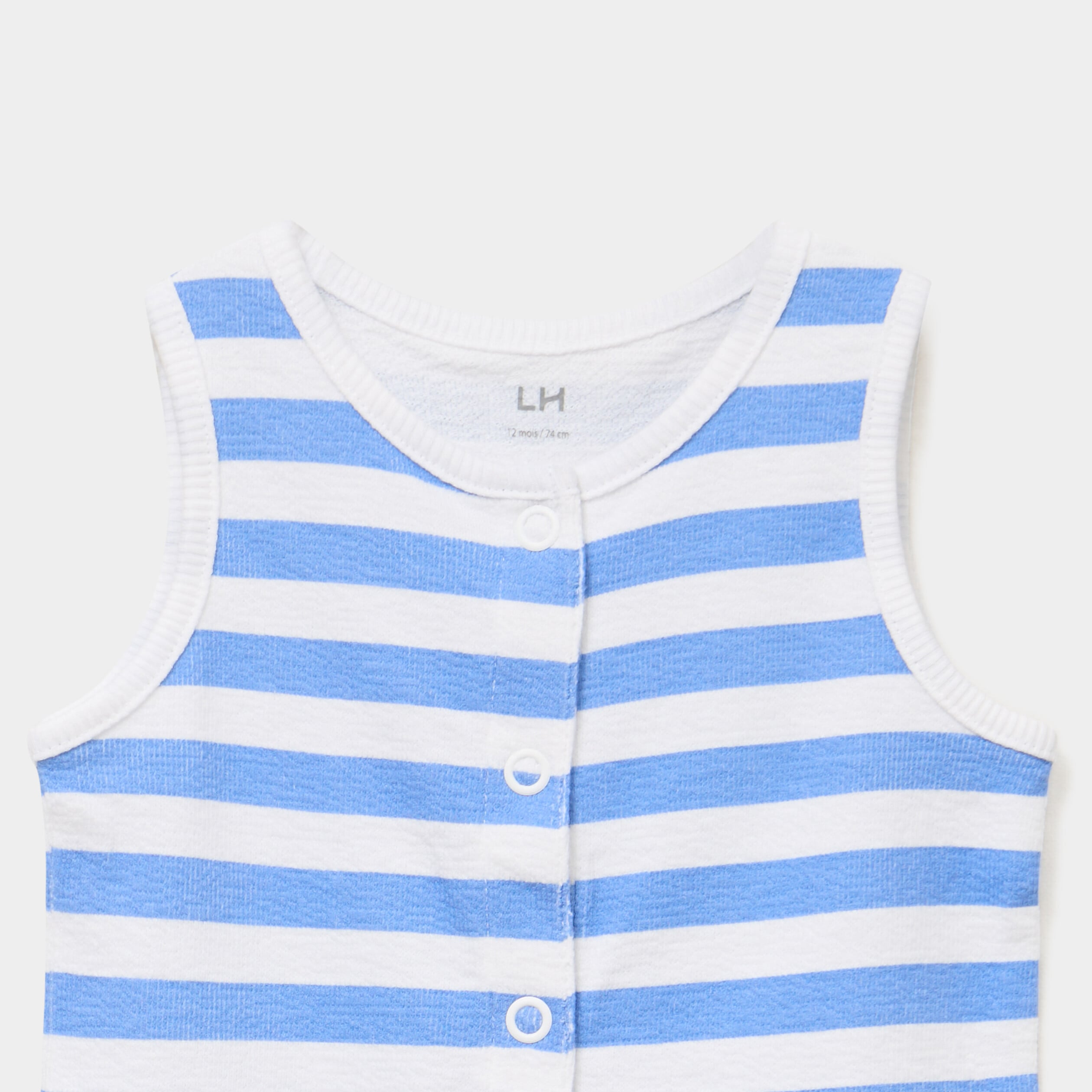 Combishort sans manches coton blanc b&eacute;b&eacute; gar&ccedil;on