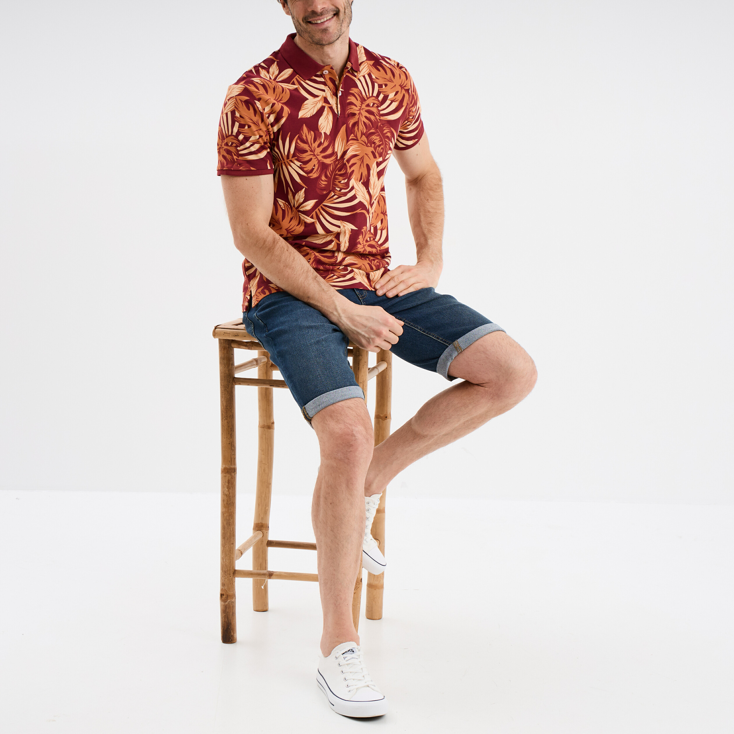 Polo jersey coton manches courtes bordeaux homme