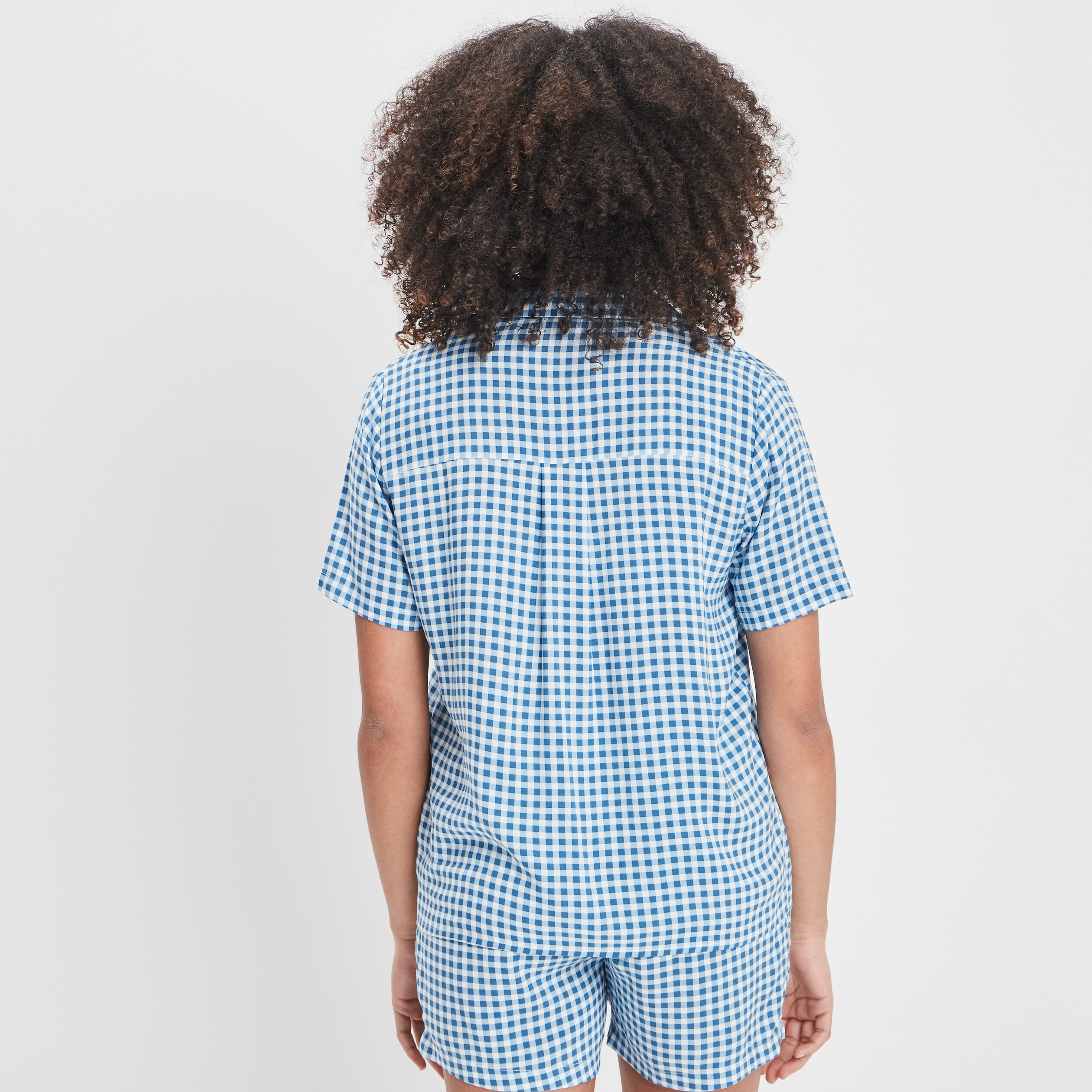 Chemise manches courtes bleu pastel femme
