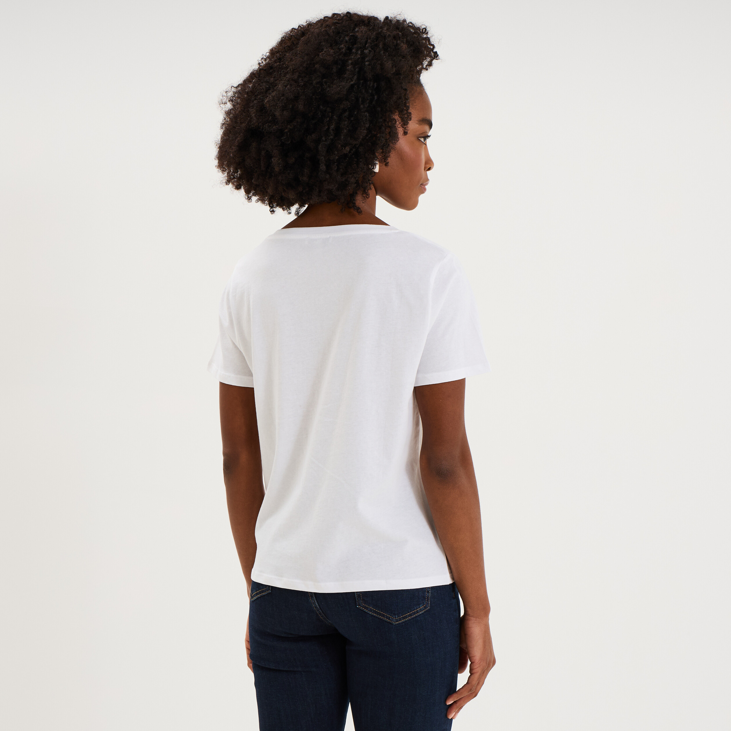 Top/T-shirt Manches Courtes MISS CAPTAIN - Taille T1 (34/36), Coton Blanc Stretch Imprimé - Occasion Très Bon état