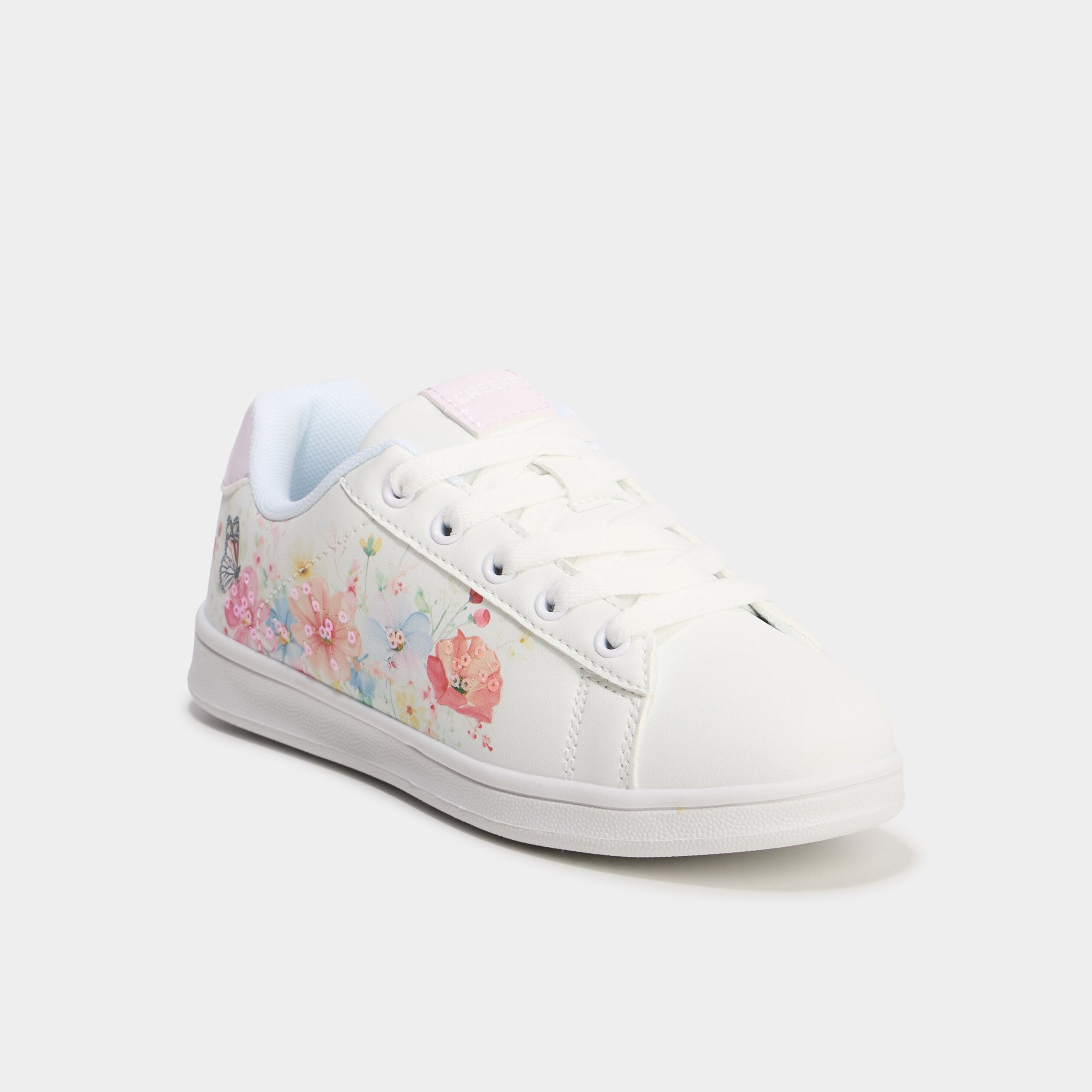 tennis basses a lacets et sequins blanc fille Tennis basses à lacets et sequins blanc fille
