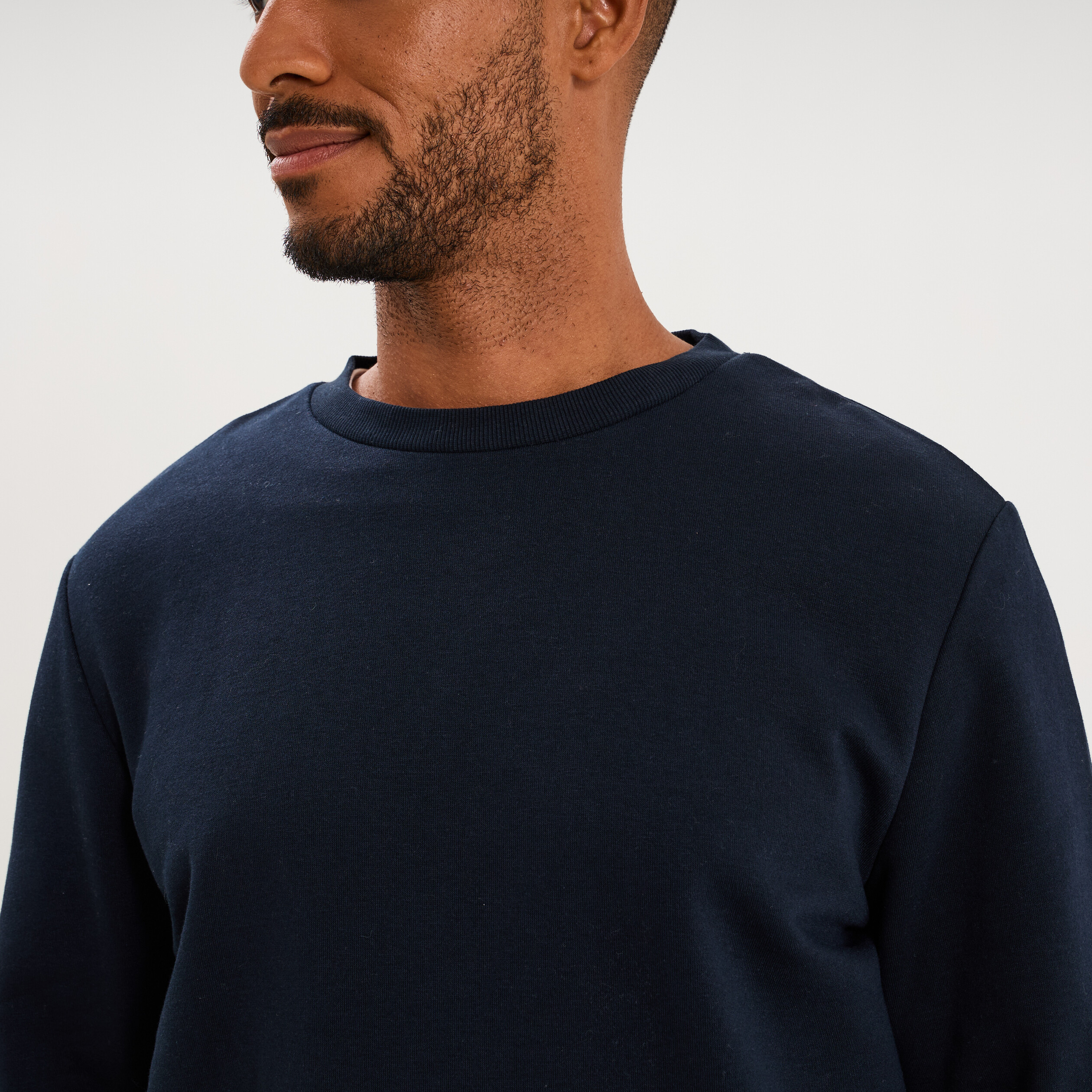 Sweat molleton col rond bleu marine homme