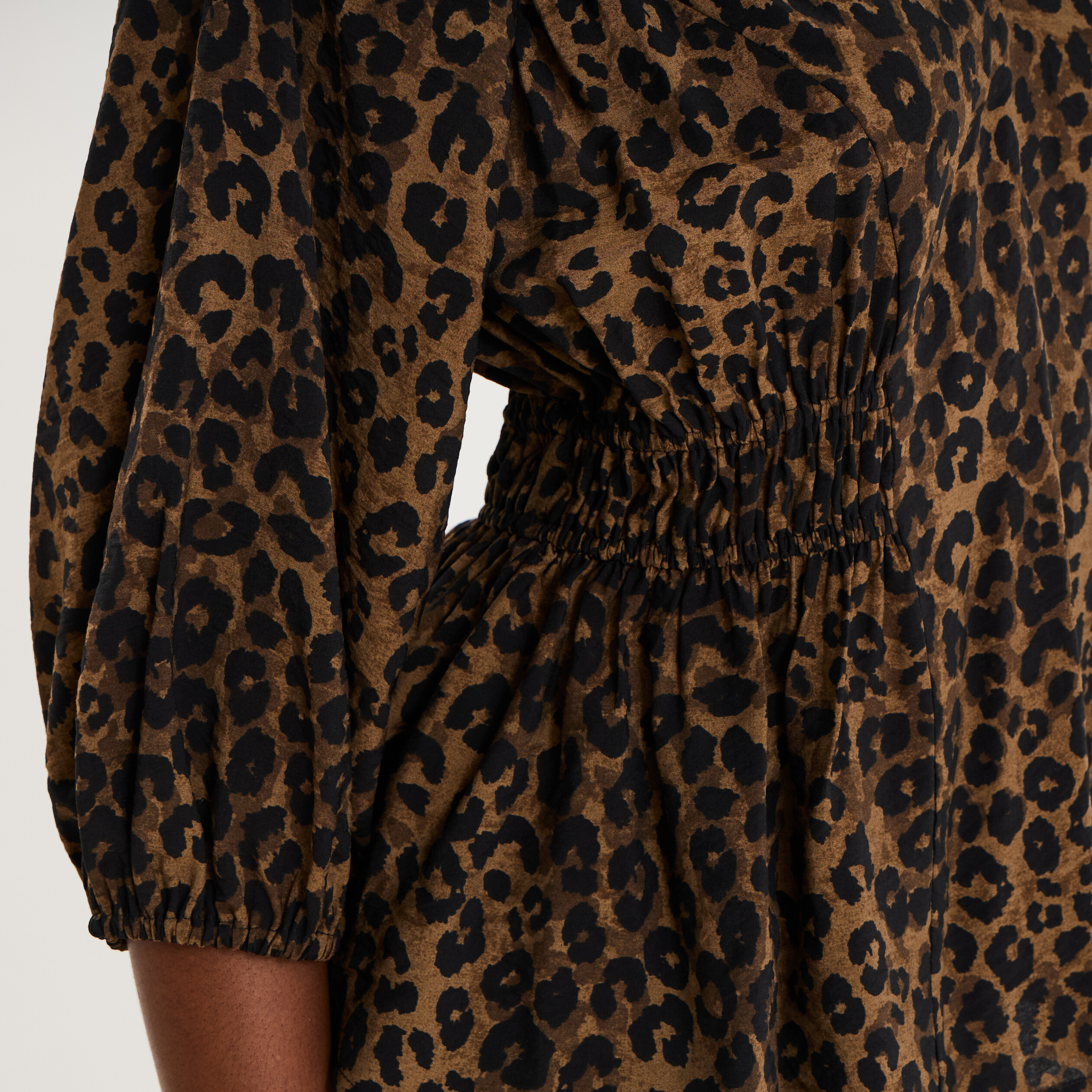 Blouse oversize &eacute;lastiqu&eacute;e manches 3/4 vert kaki femme