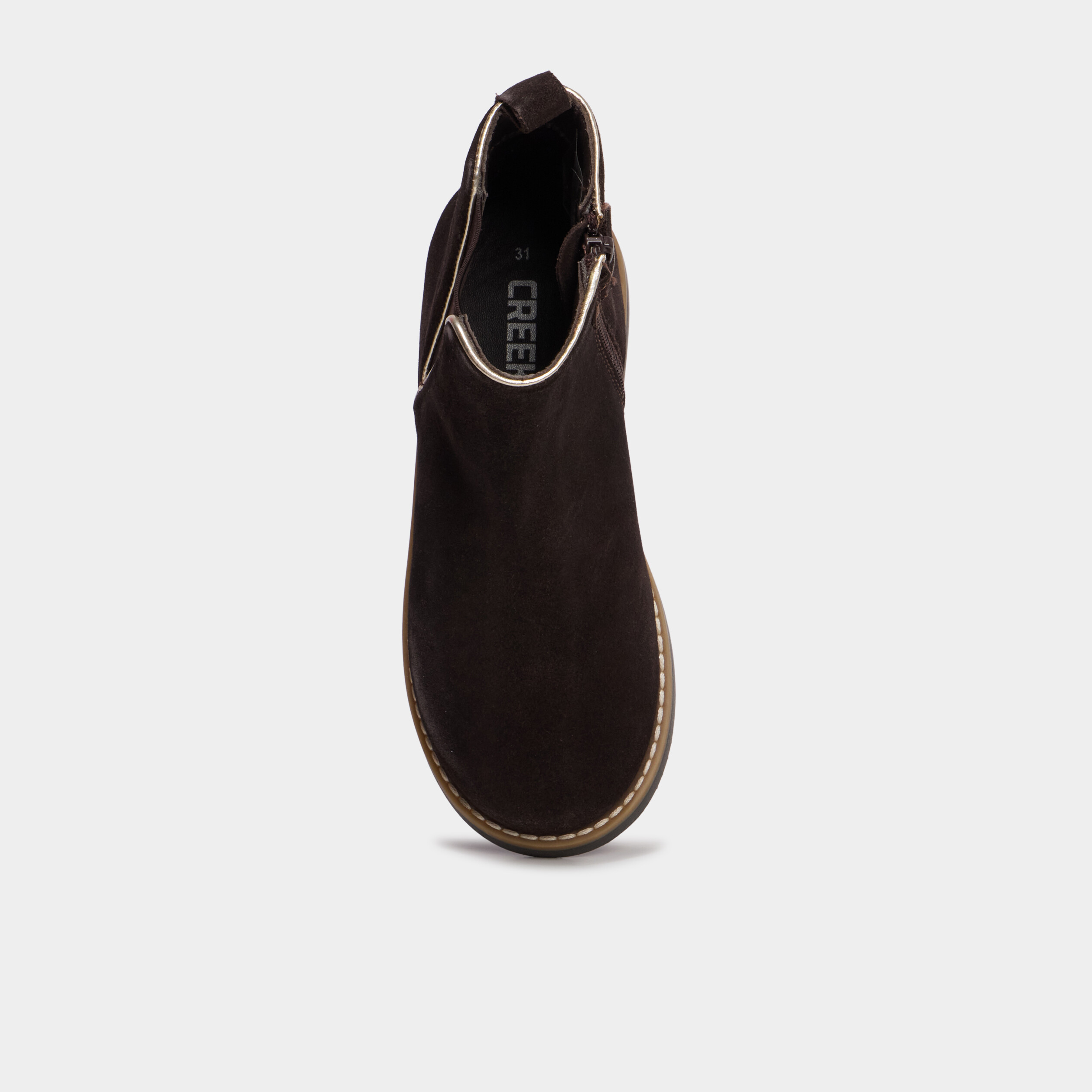 Boots chelsea en cuir effet su&eacute;dine marron fille