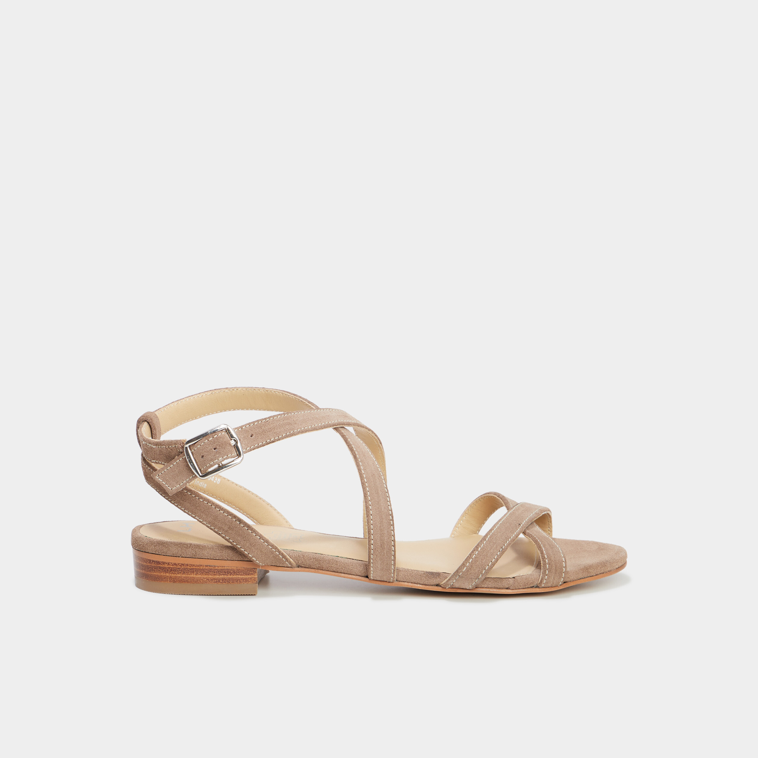 Sandales avec brides en cuir sable femme