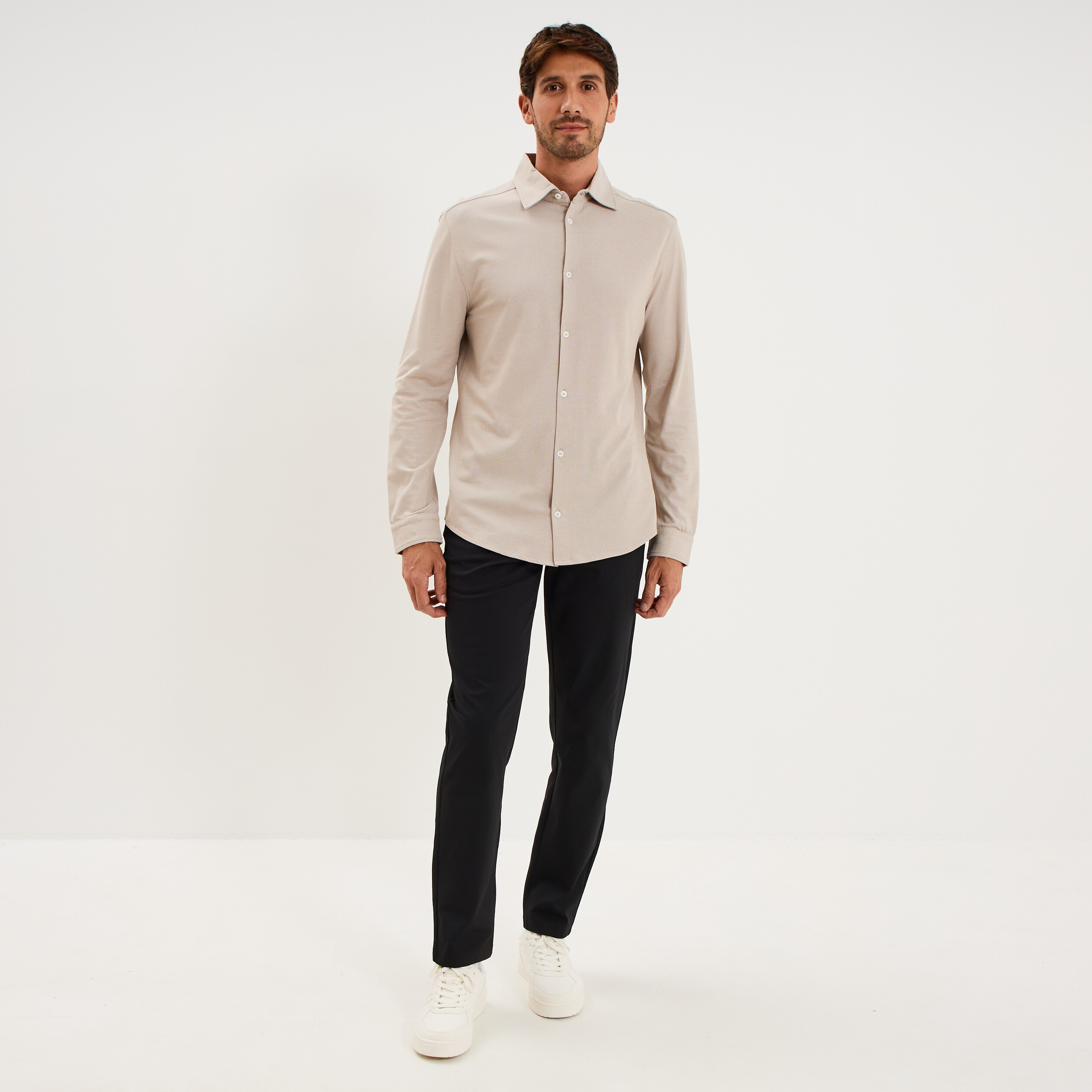 Pantalon chino slim sans repassage noir homme