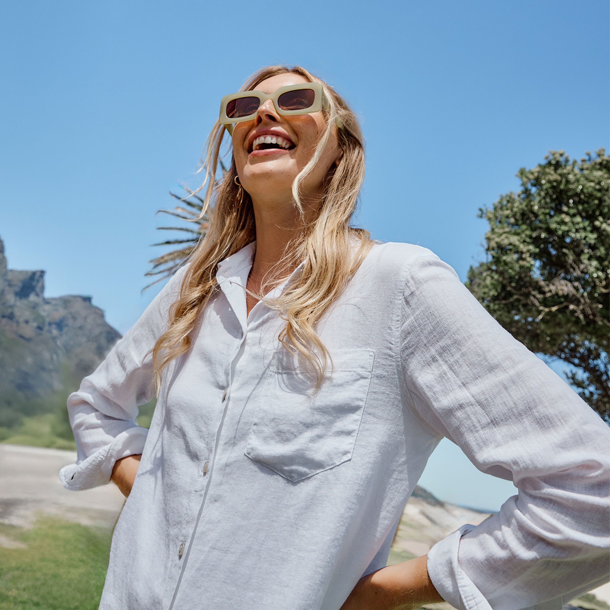 chemise lin melange manches longues blanc femme Chemise lin mélangé manches longues blanc femme