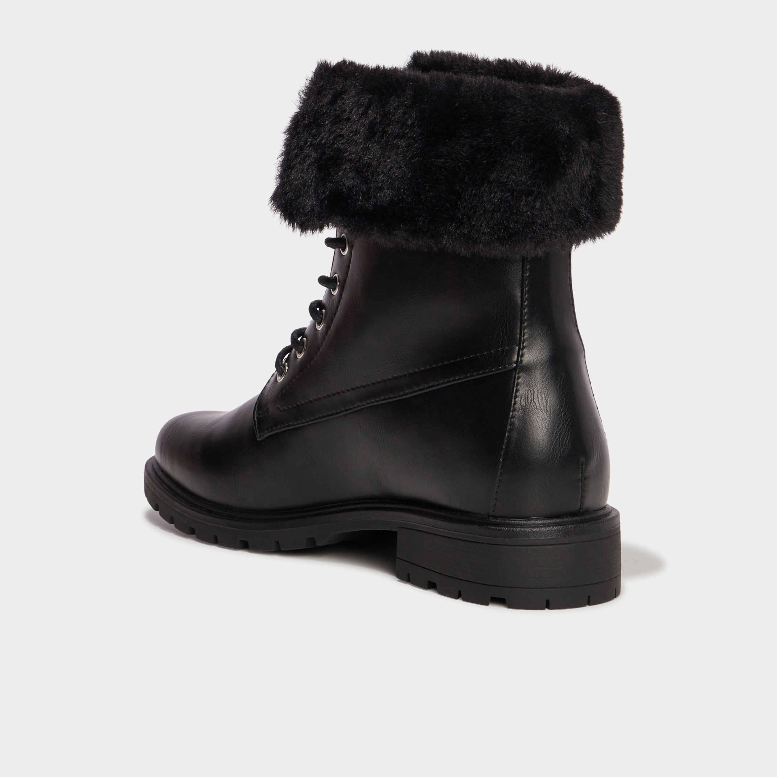 bottines avec bord fausse fourrure noir femme Bottines avec bord fausse fourrure noir femme