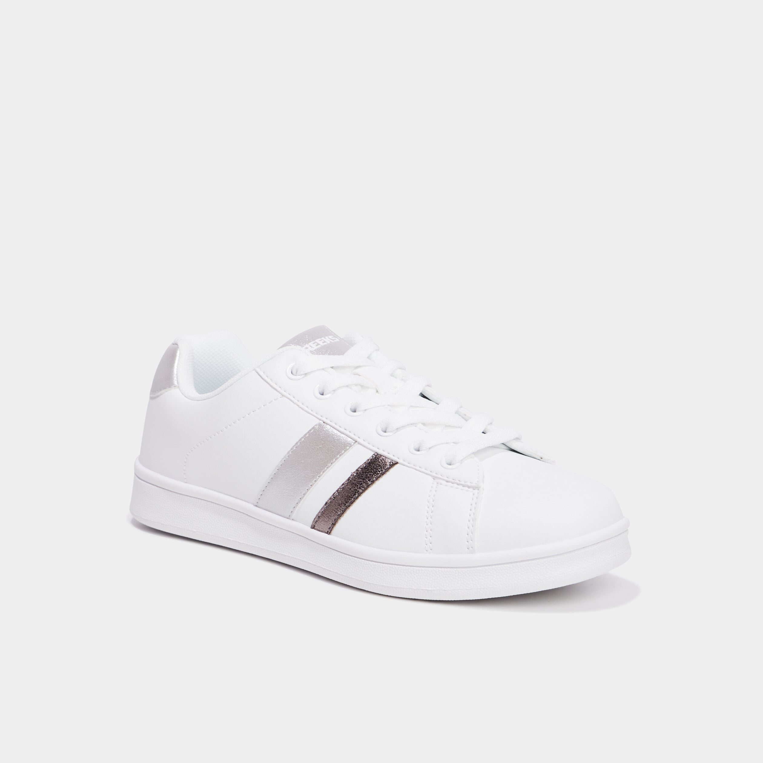 Tennis basses &agrave; lacets Creeks Tahana gris argent femme