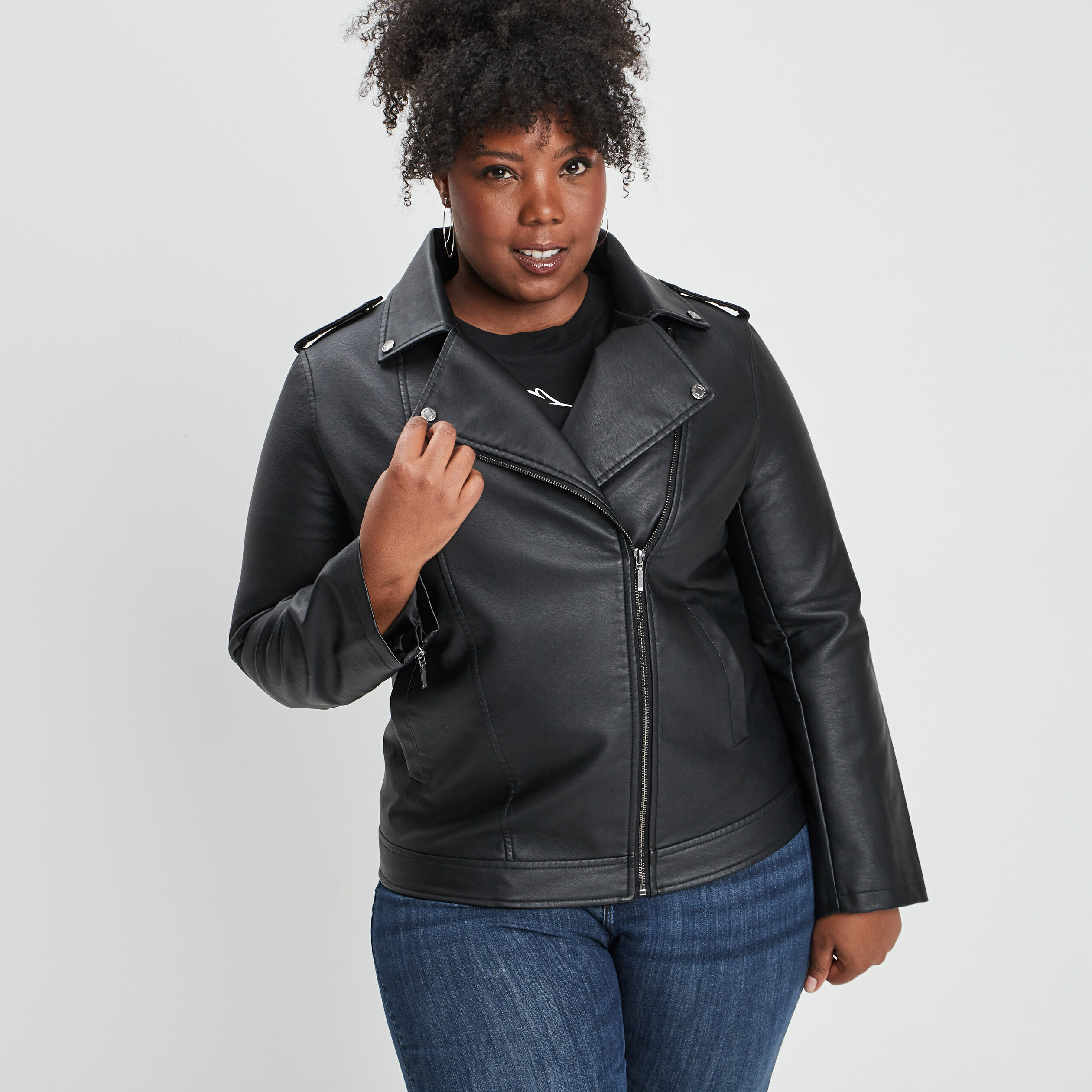 Veste Biker Noir En Simili Cuir Femme Only | Destock Jeans