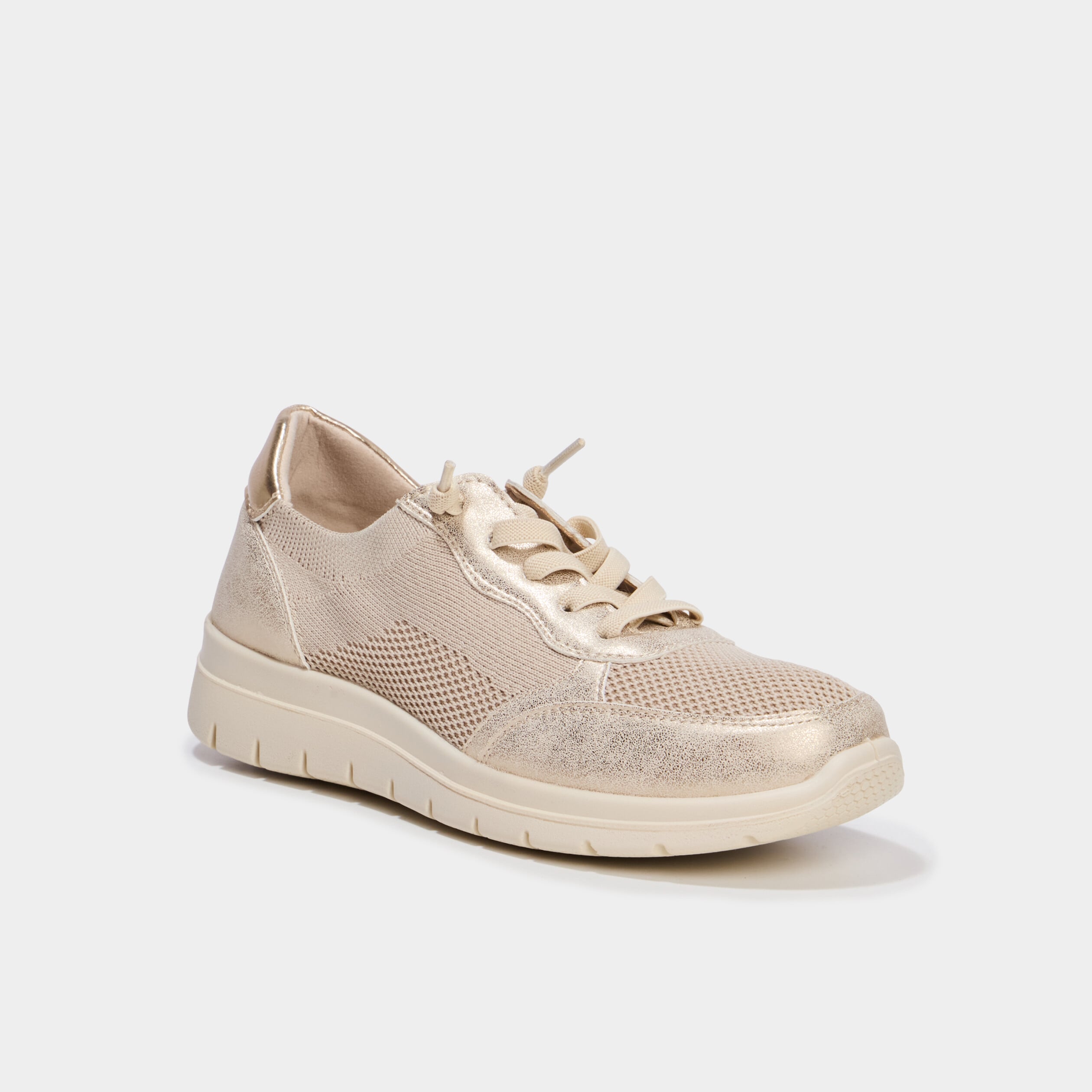Tennis basses &agrave; lacets pied large sable femme