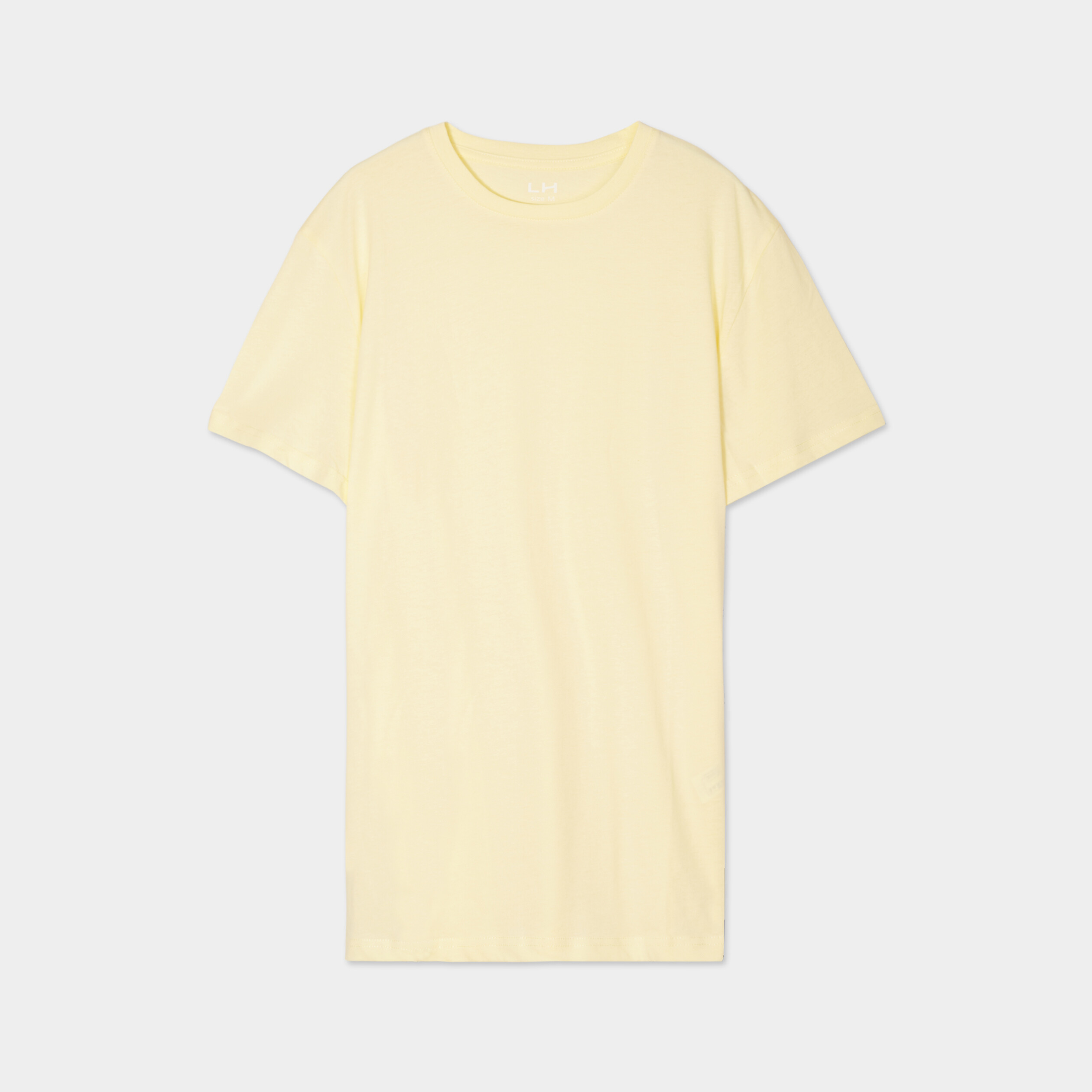 T-shirt droit en coton manches courtes jaune clair homme