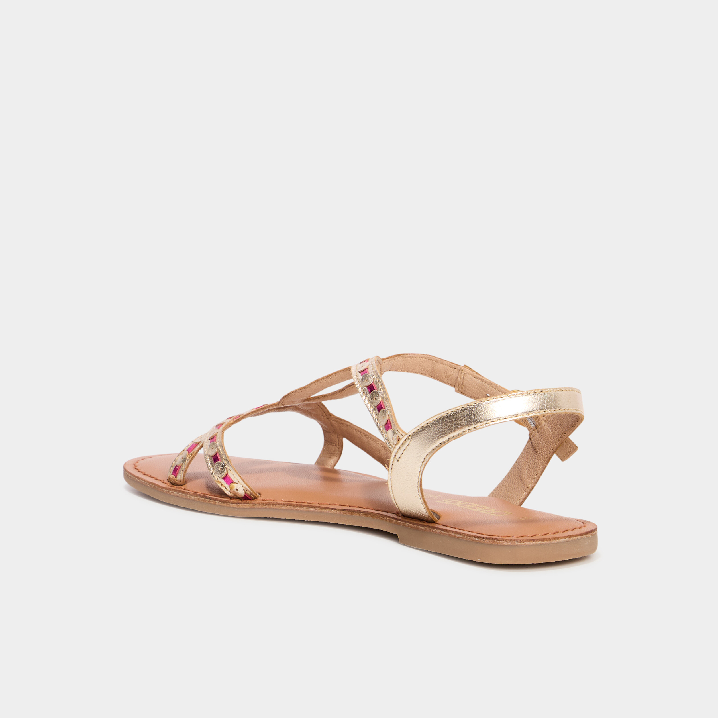 sandales plates en cuir multicolore femme Sandales plates en cuir multicolore femme