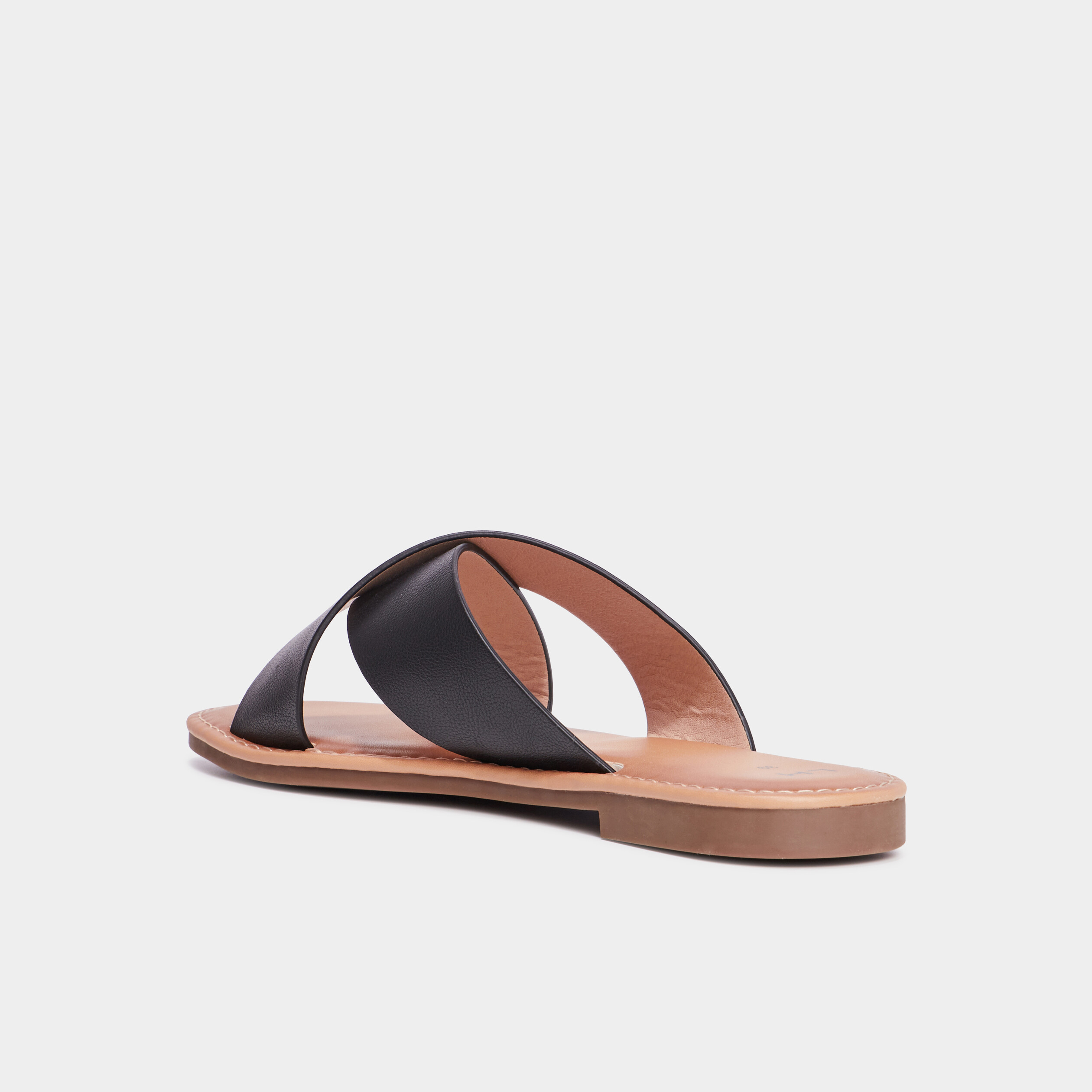 Mules brides larges crois&eacute;es noir femme