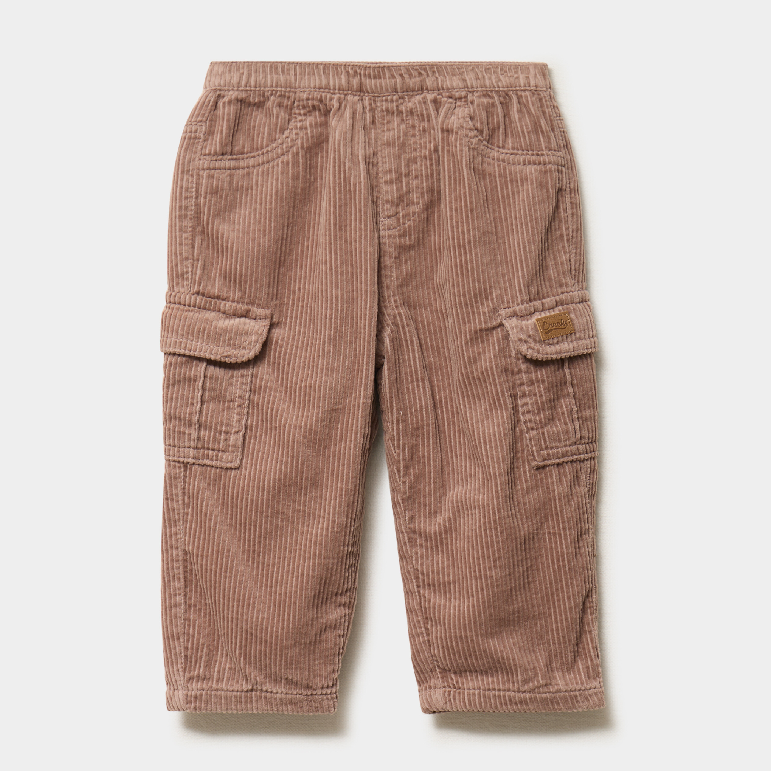 Pantalon effet velours c&ocirc;tel&eacute; taupe b&eacute;b&eacute; gar&ccedil;on