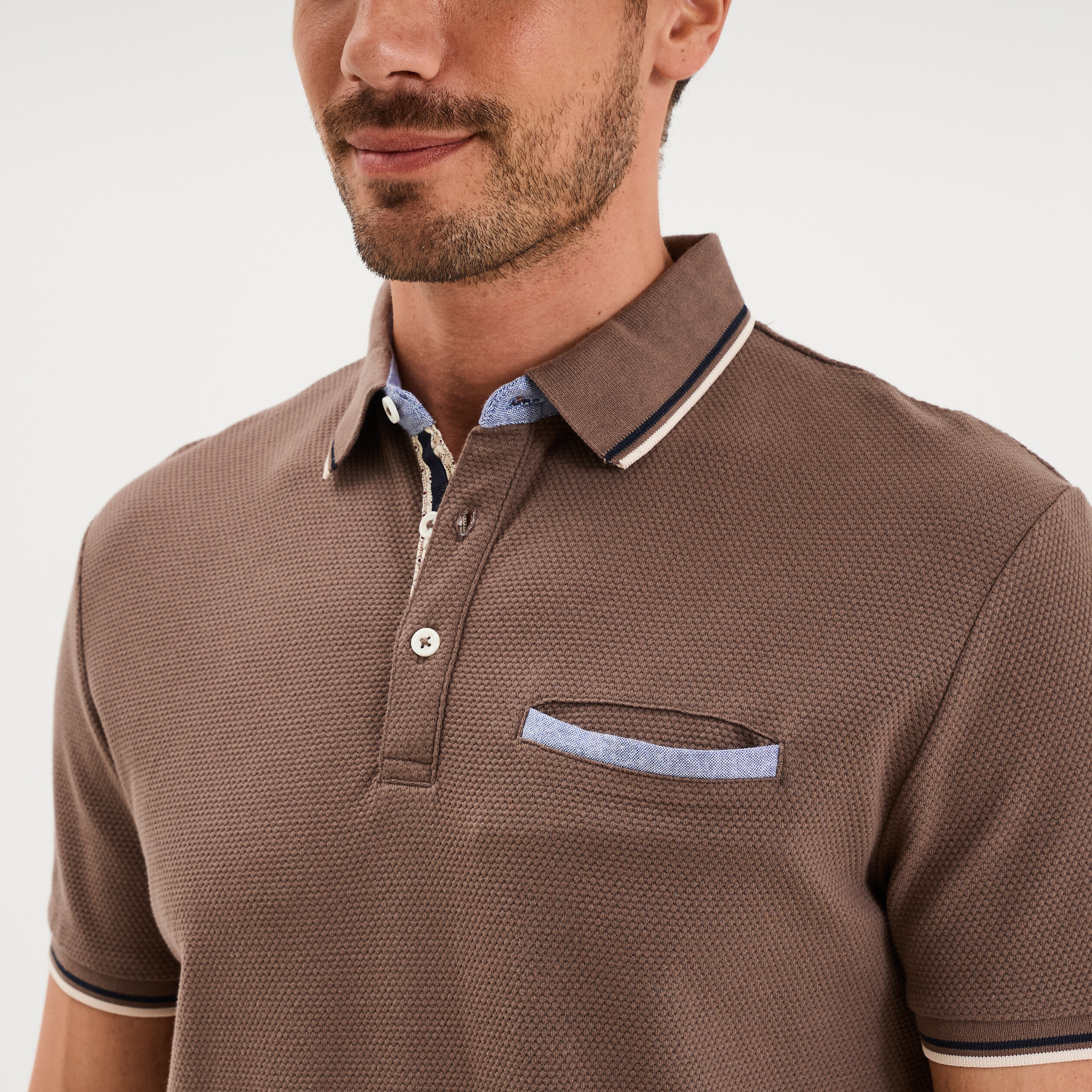 Polo piqu&eacute; manches courtes coton gris fonc&eacute; homme