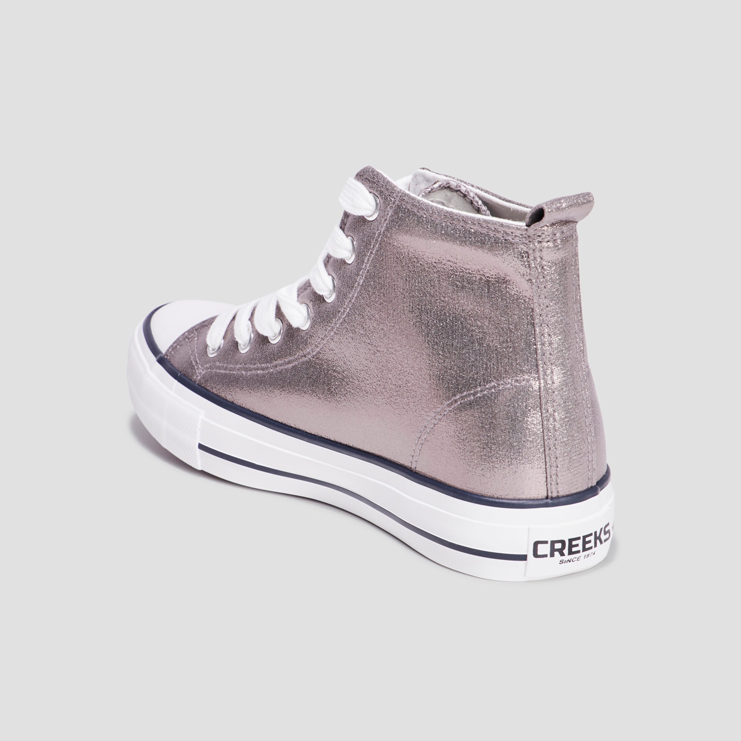 Tennis montantes &agrave; lacets Creeks gris argent femme