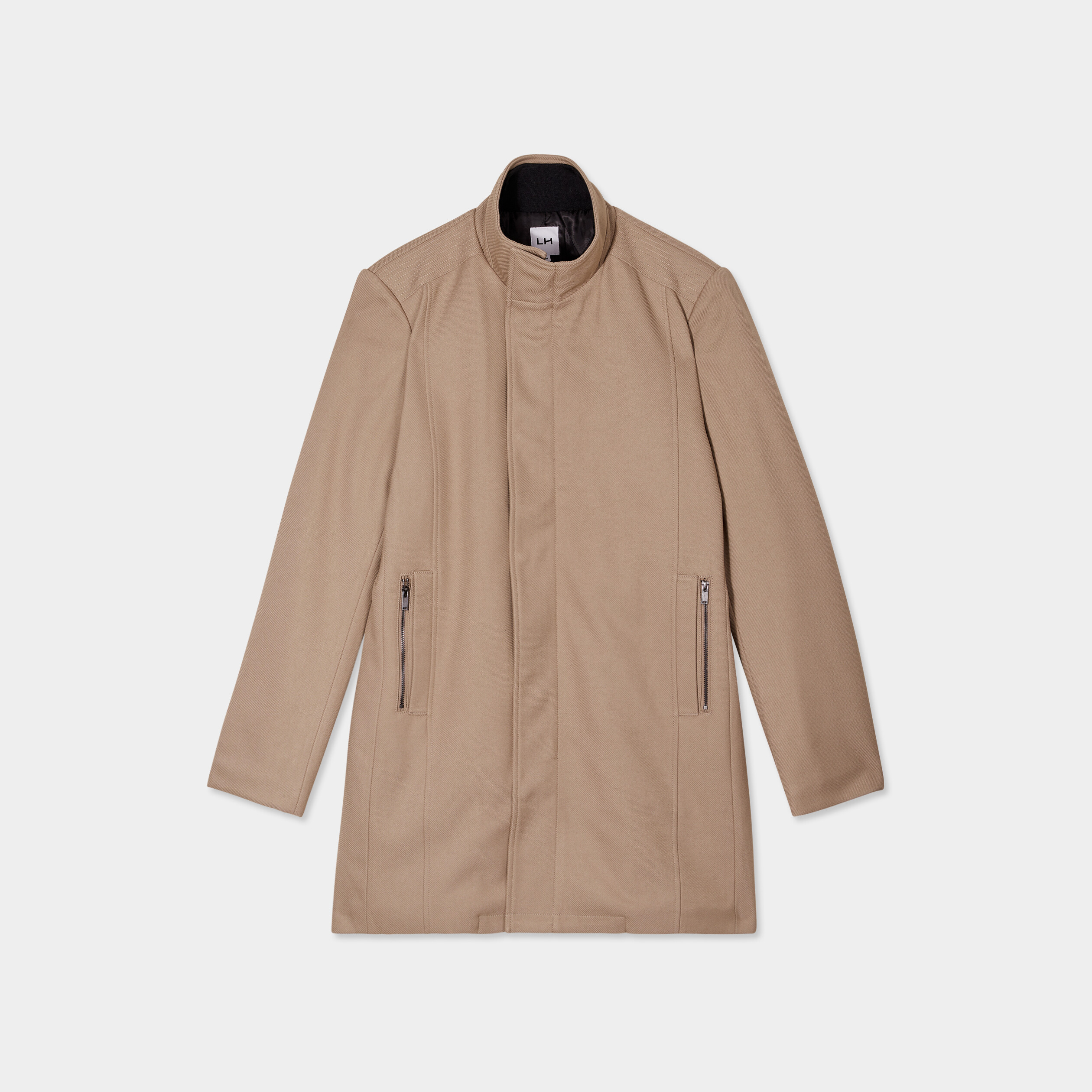 manteau mi long col montant taupe homme Manteau mi-long col montant taupe homme