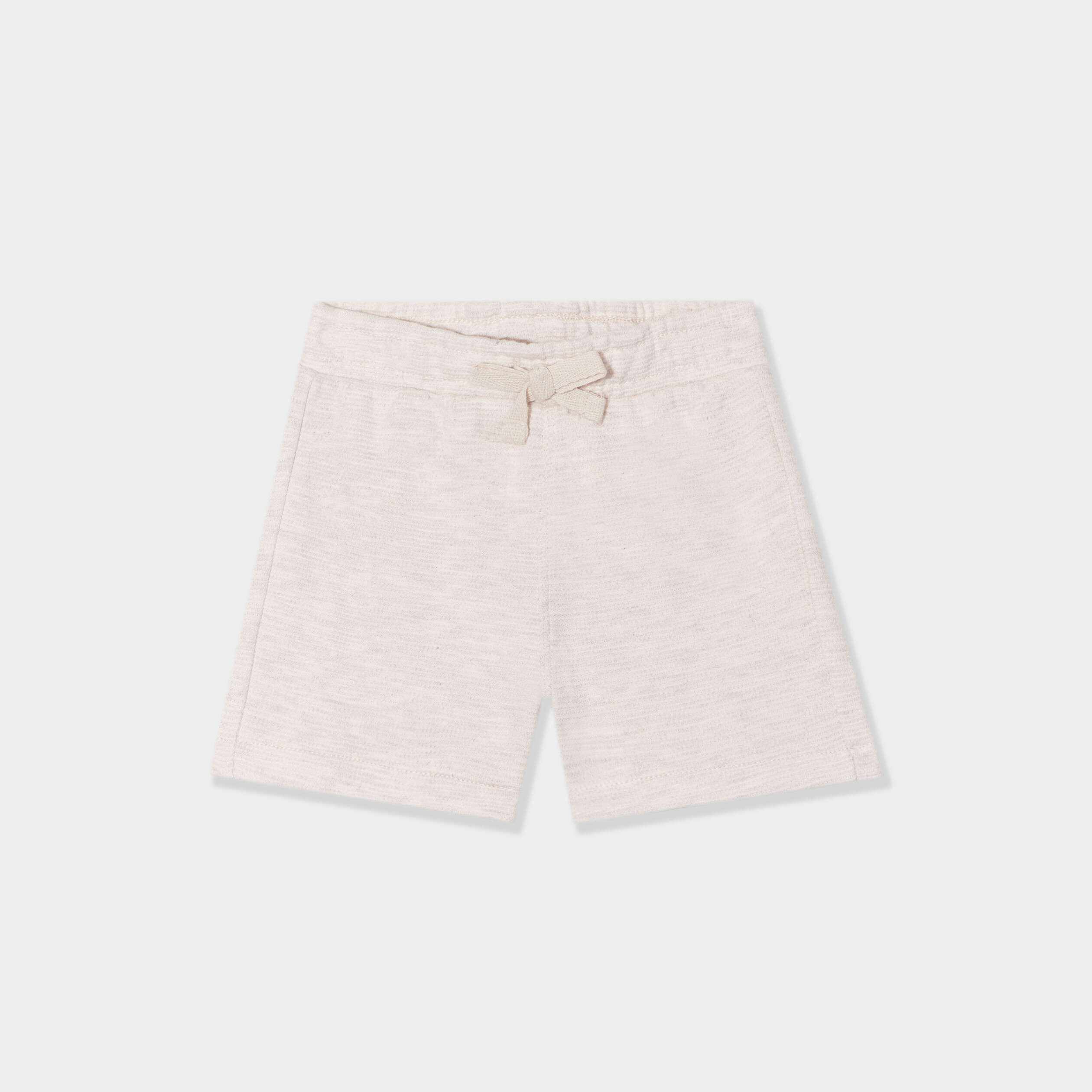 Short avec noeud taille &eacute;lastiqu&eacute;e coton beige b&eacute;b&eacute; gar&ccedil;on
