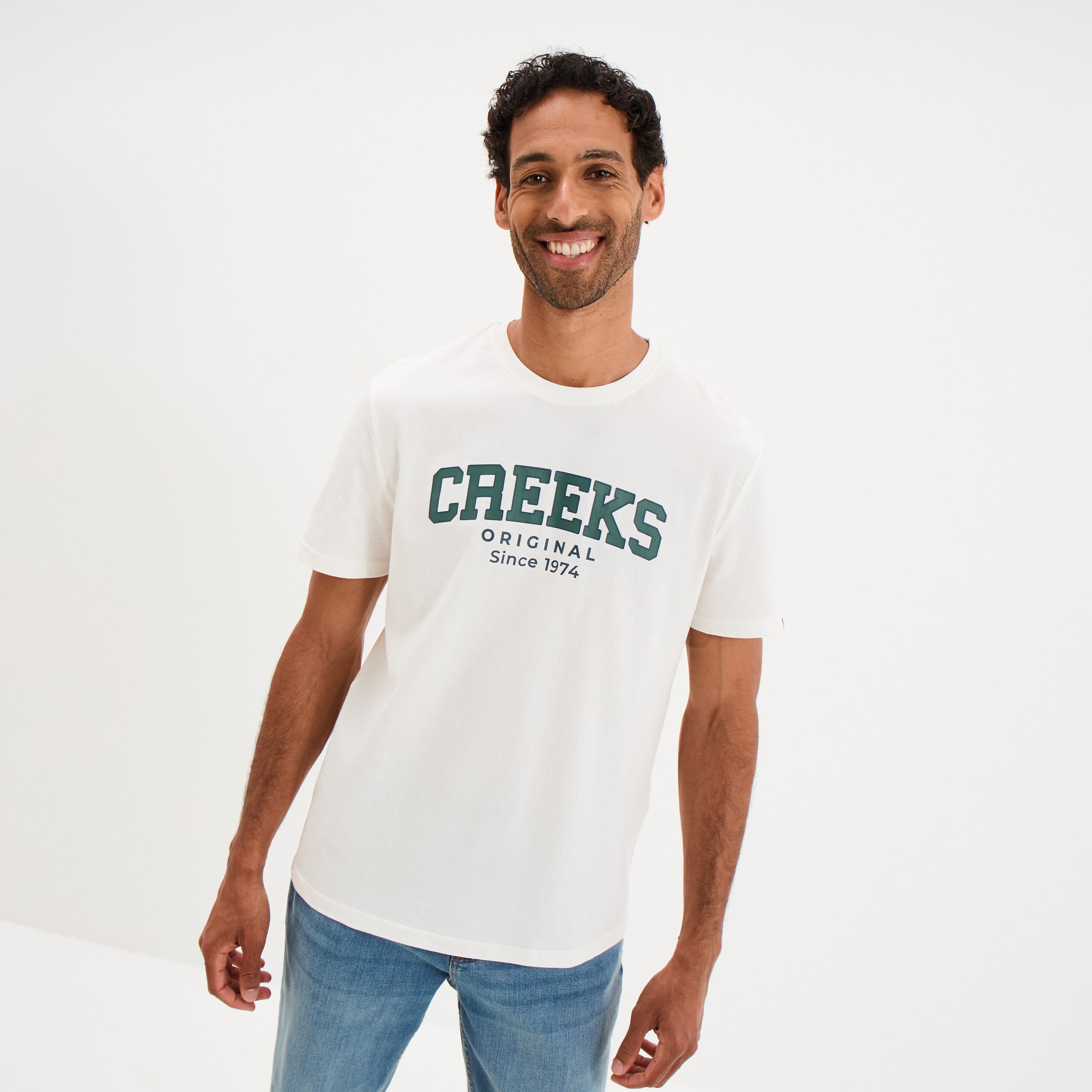 T-shirt droit manches courtes coton blanc homme