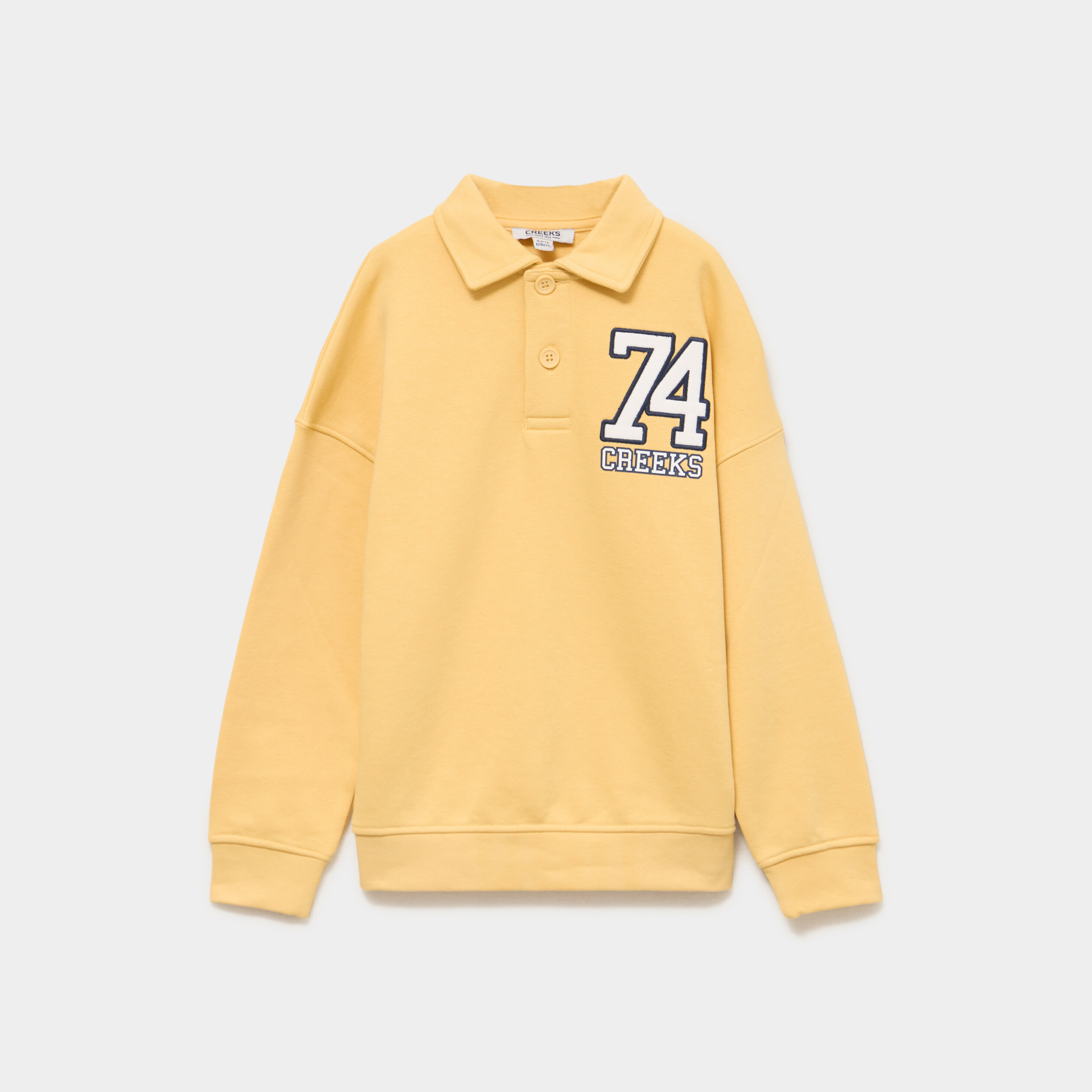 Sweat col polo manches longues jaune gar&ccedil;on