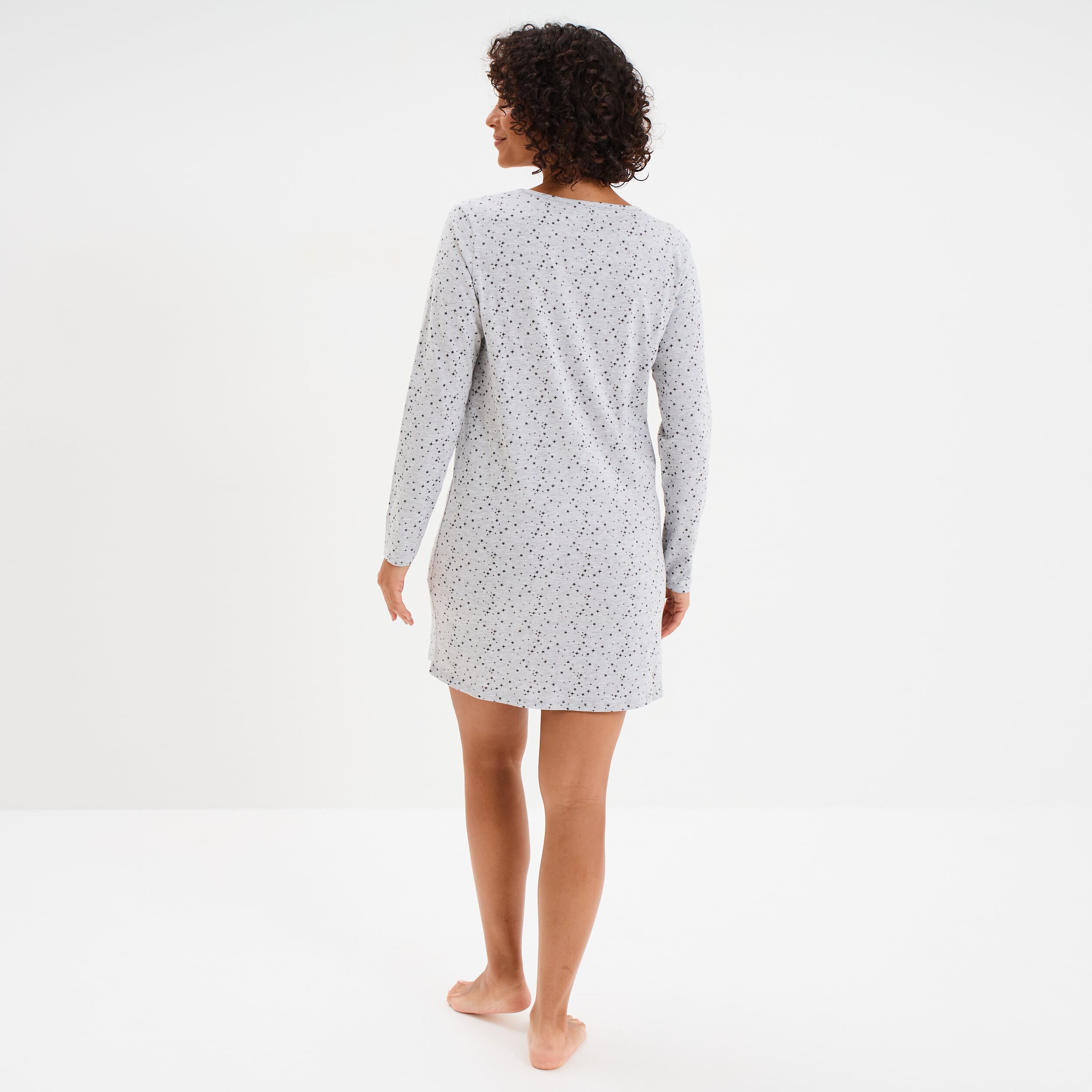 Chemise de nuit manches longues gris clair femme