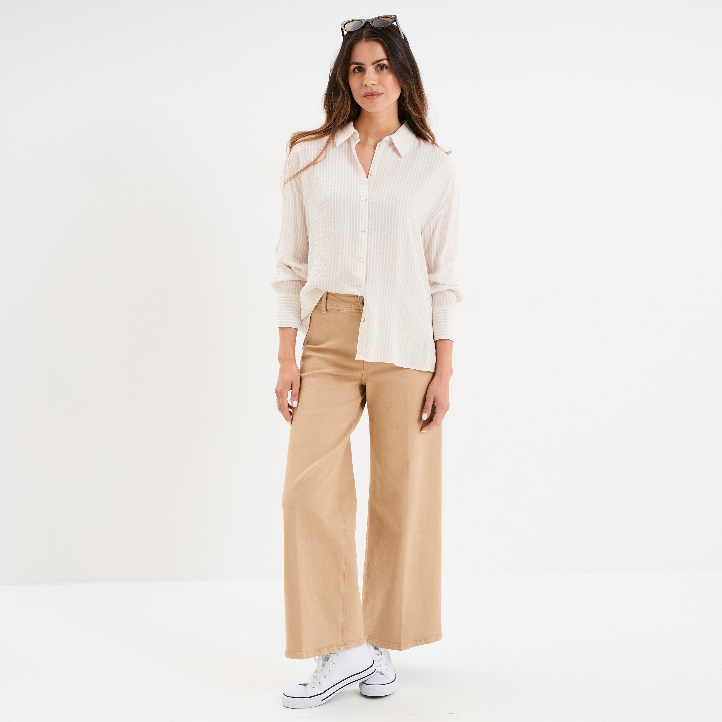 chemise manches longues beige femme Chemise manches longues beige femme