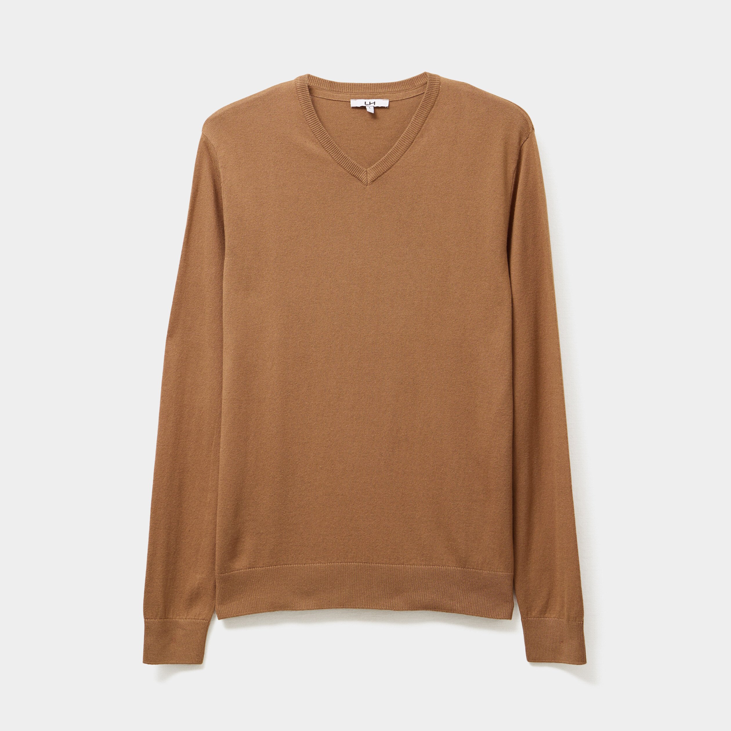 pull jersey avec col en v marron homme Pull jersey avec col en V marron homme