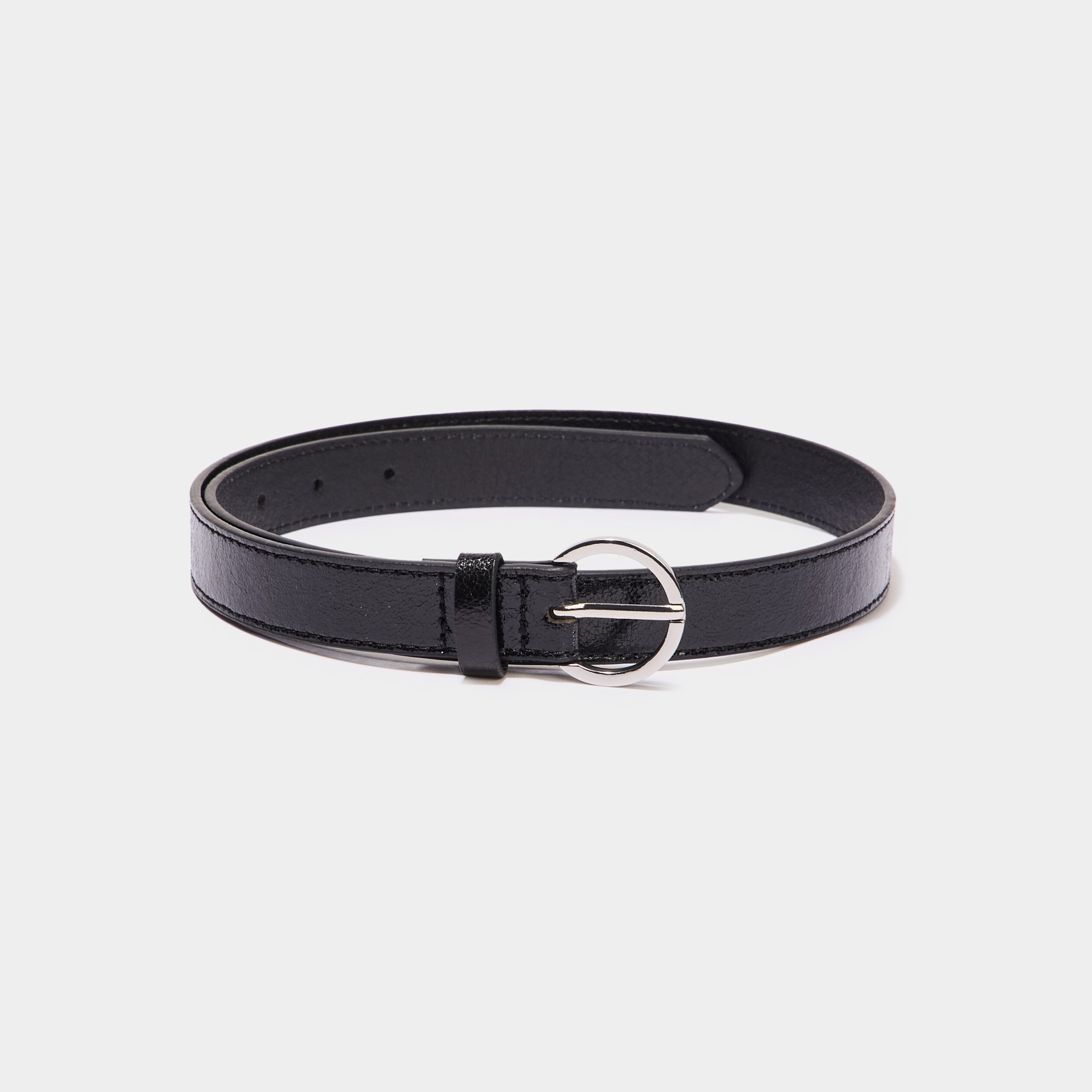 Ceinture avec boucle ronde noir fille