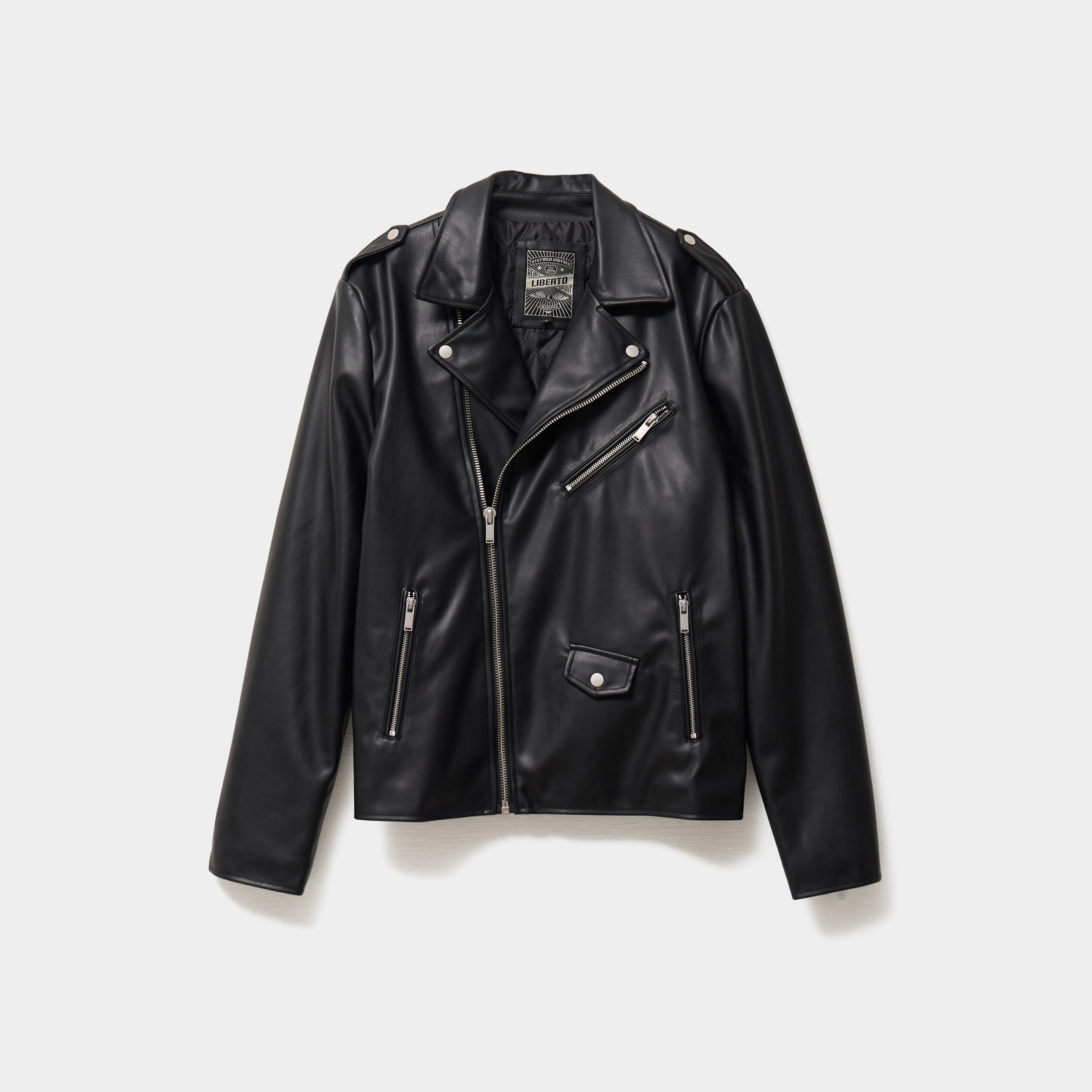 Veste biker simili cuir noir homme