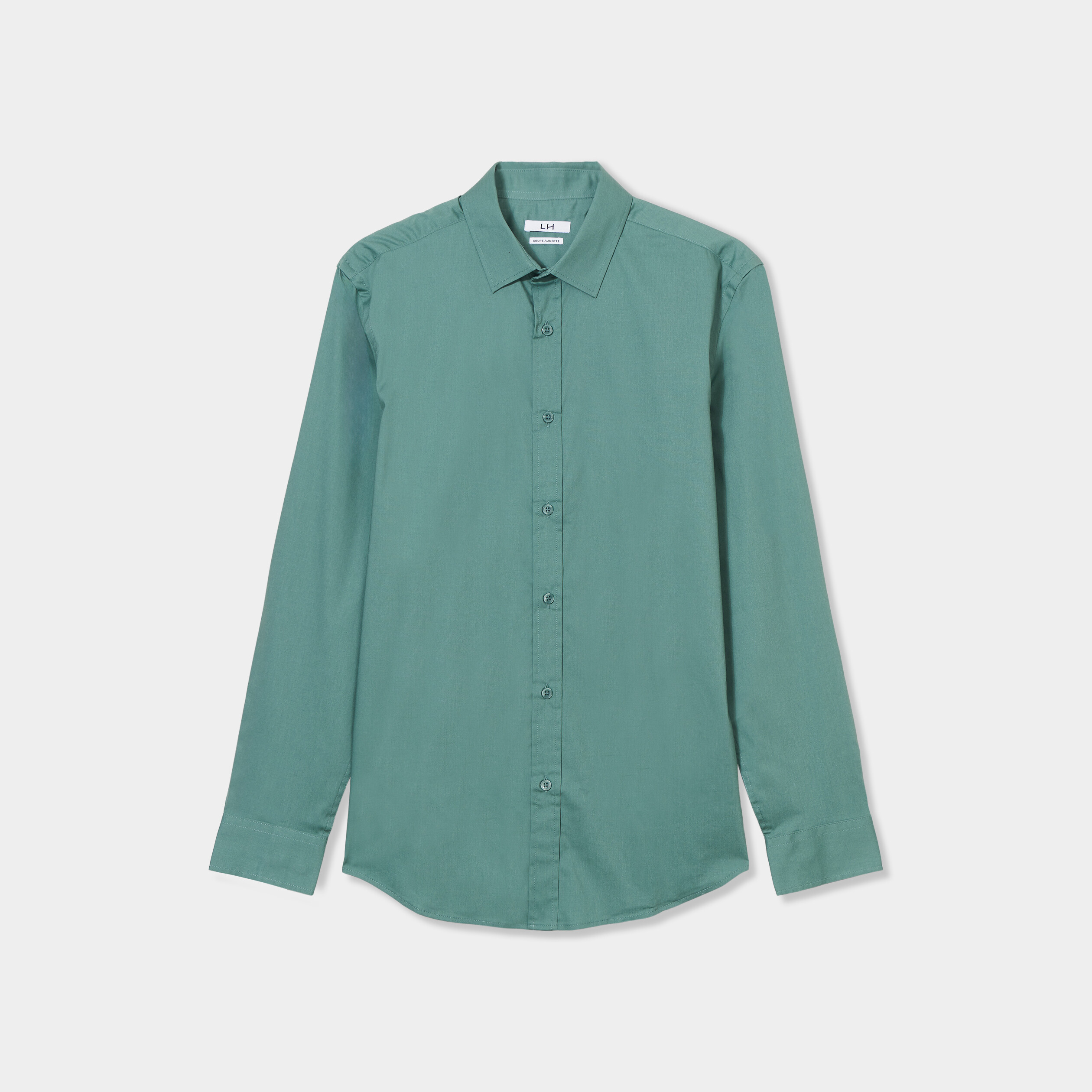 chemise effet stretch manches longues vert fonce homme Chemise effet stretch manches longues vert foncé homme