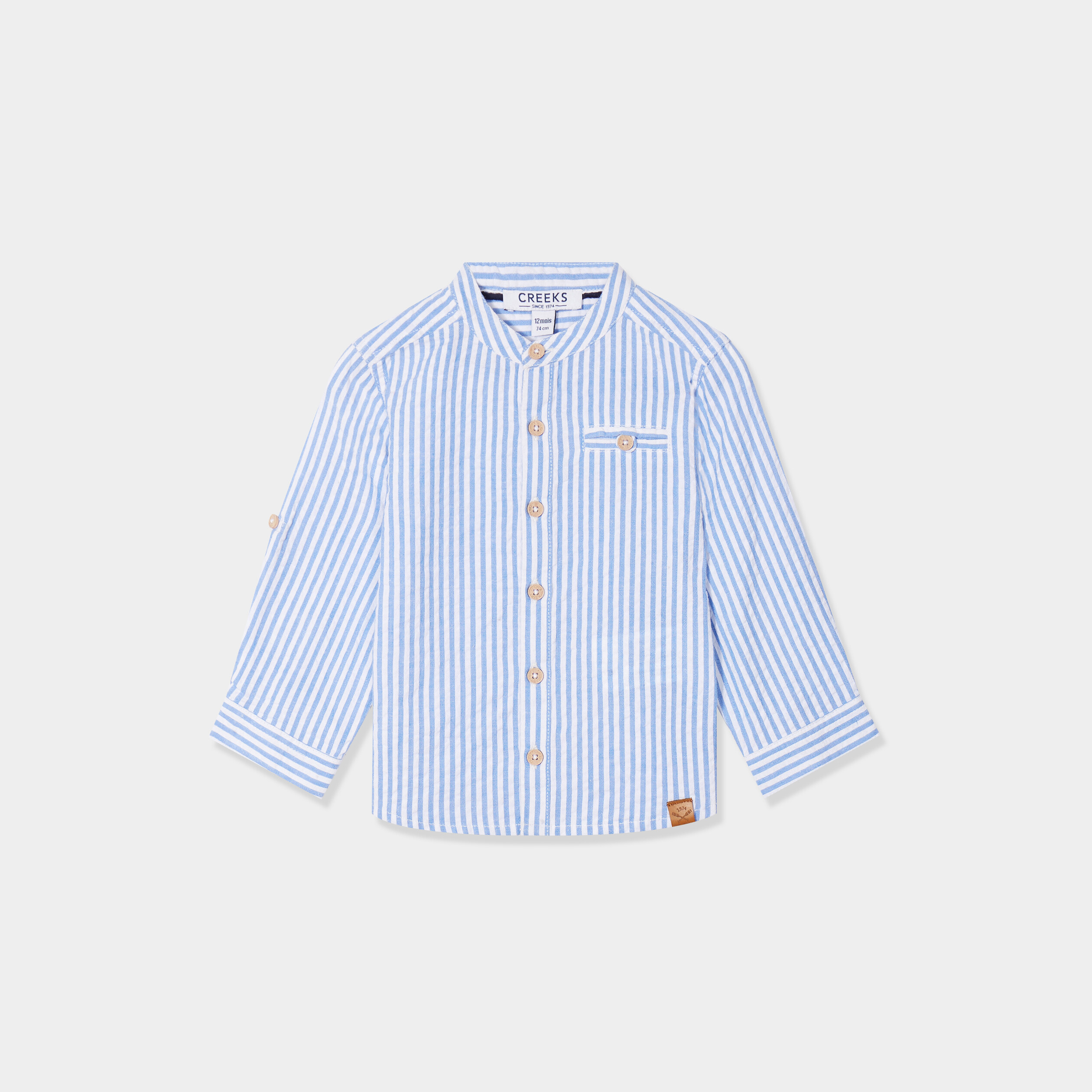 chemise manches longues coton creeks bleu clair bebeg Chemise manches longues coton Creeks bleu clair bébé garçon