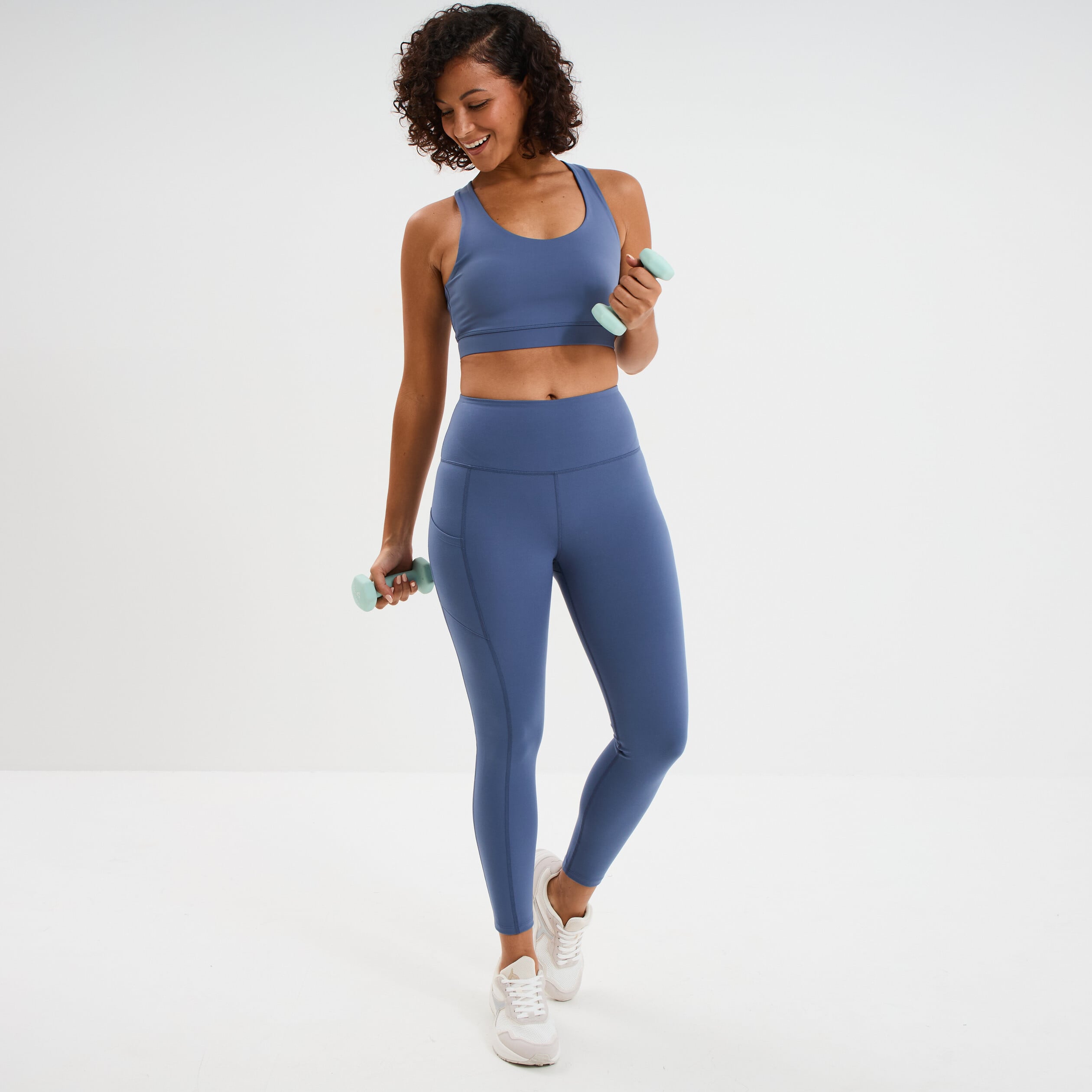 Legging de sport taille haute bleu fonc&eacute; femme