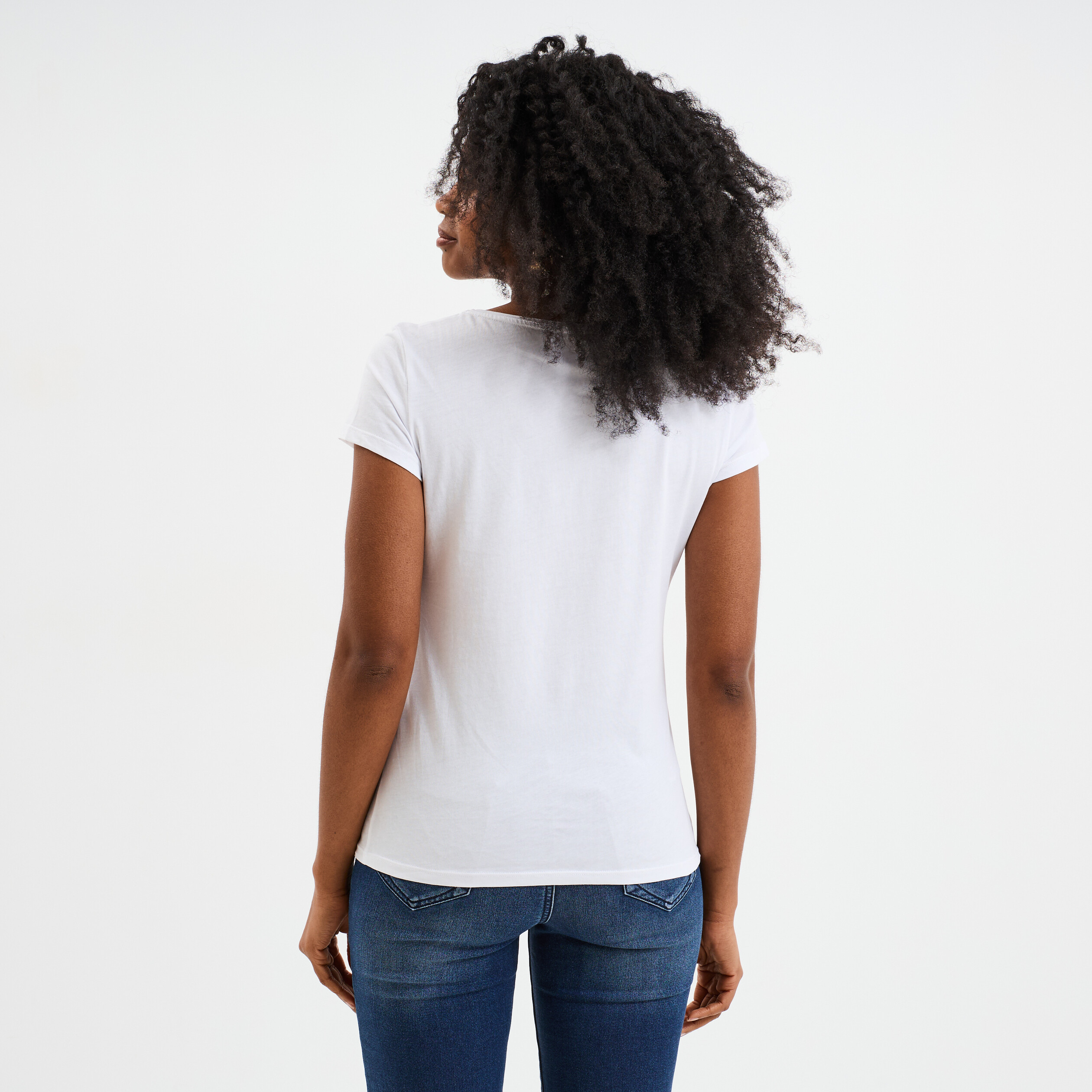 HOT Shirt Blanc Tee Shirt La Halle Femme Col Rond Tee Shirt