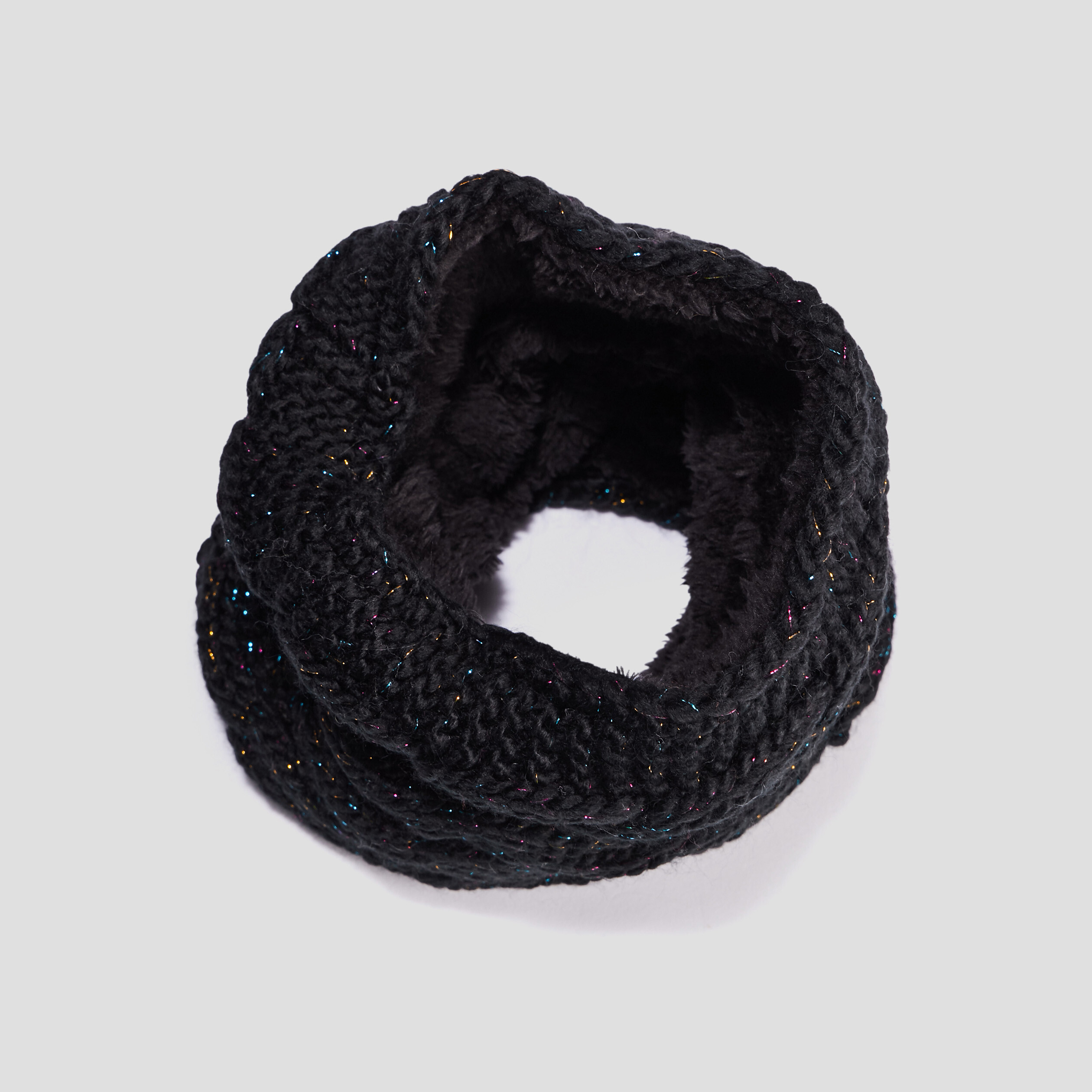 Snood fourré à torsades noir fille