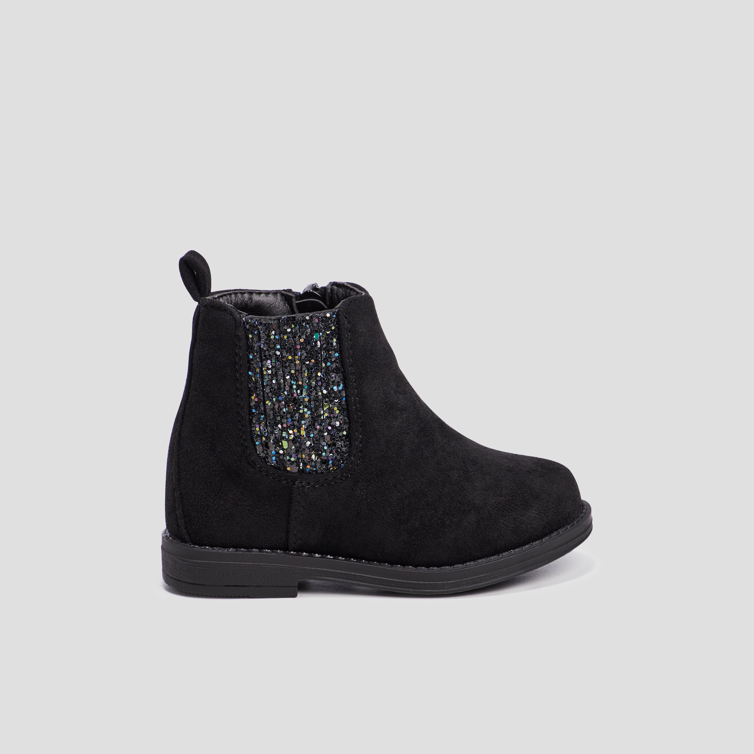 bottines paillete chelsea zippees noir bebef Bottines pailleté chelsea zippées noir bébé fille