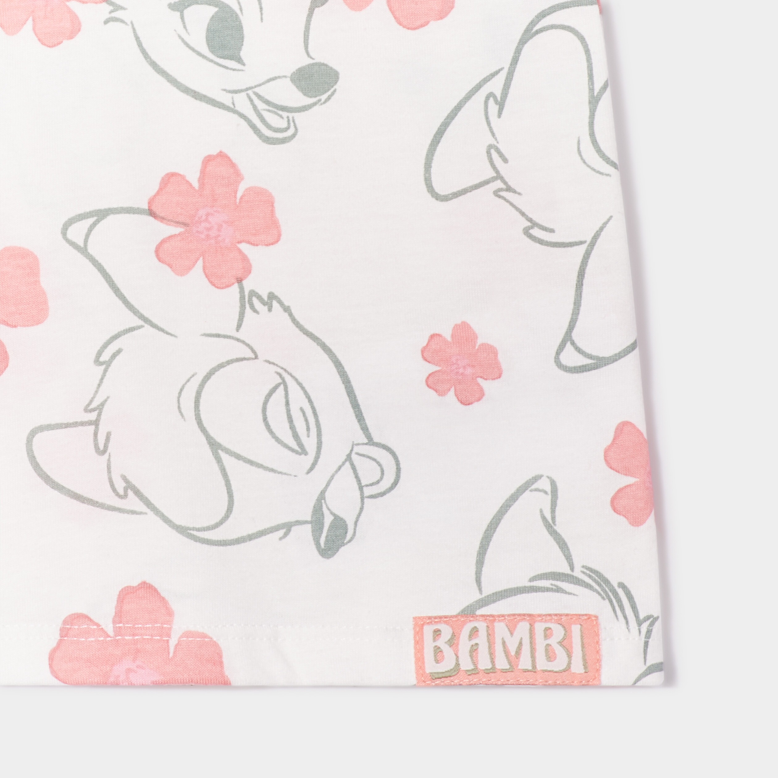 t shirt manches courtes coton bambi blanc bebef T-shirt manches courtes coton Bambi blanc bébé fille