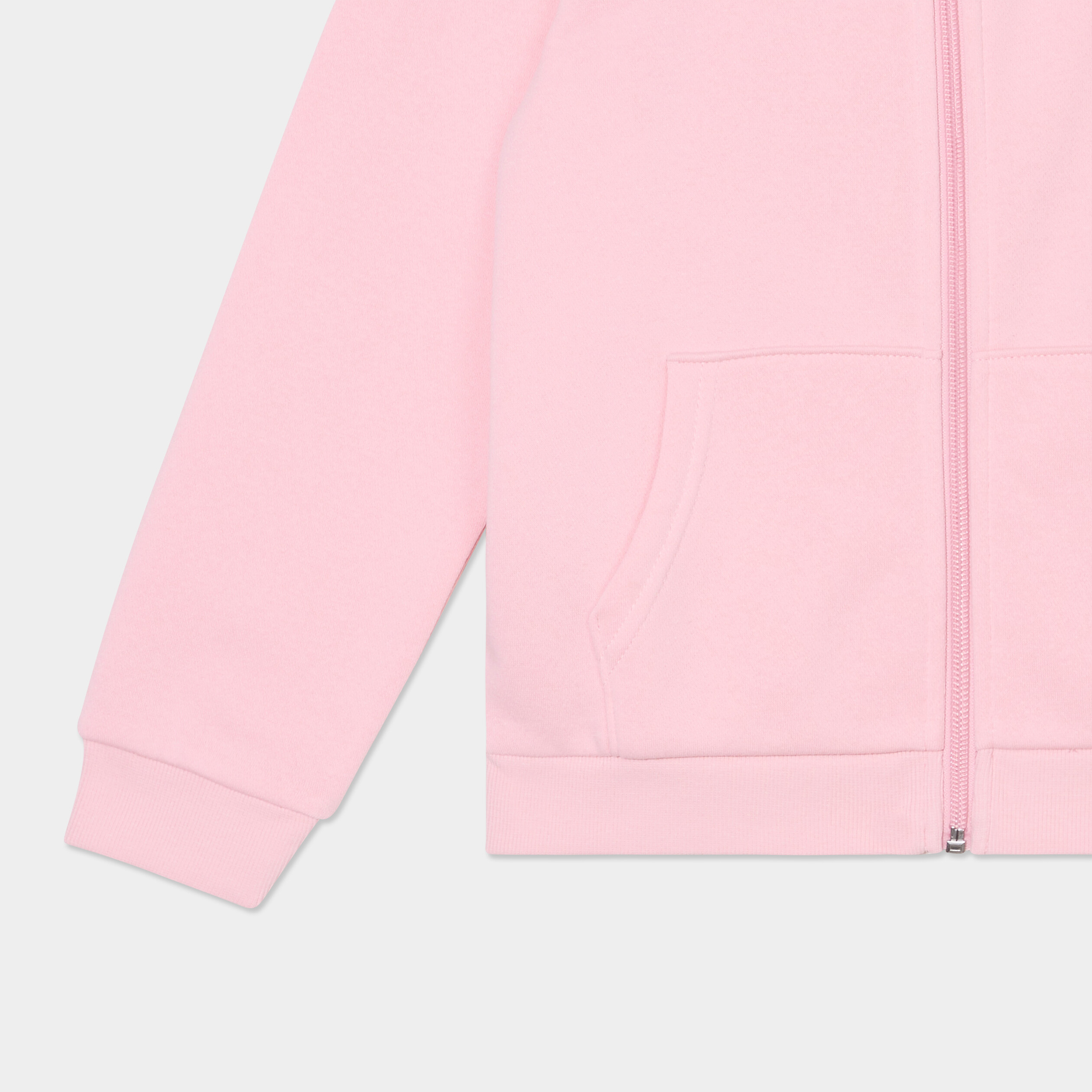 Sweat zipp&eacute; &agrave; capuche droit molleton rose clair fille