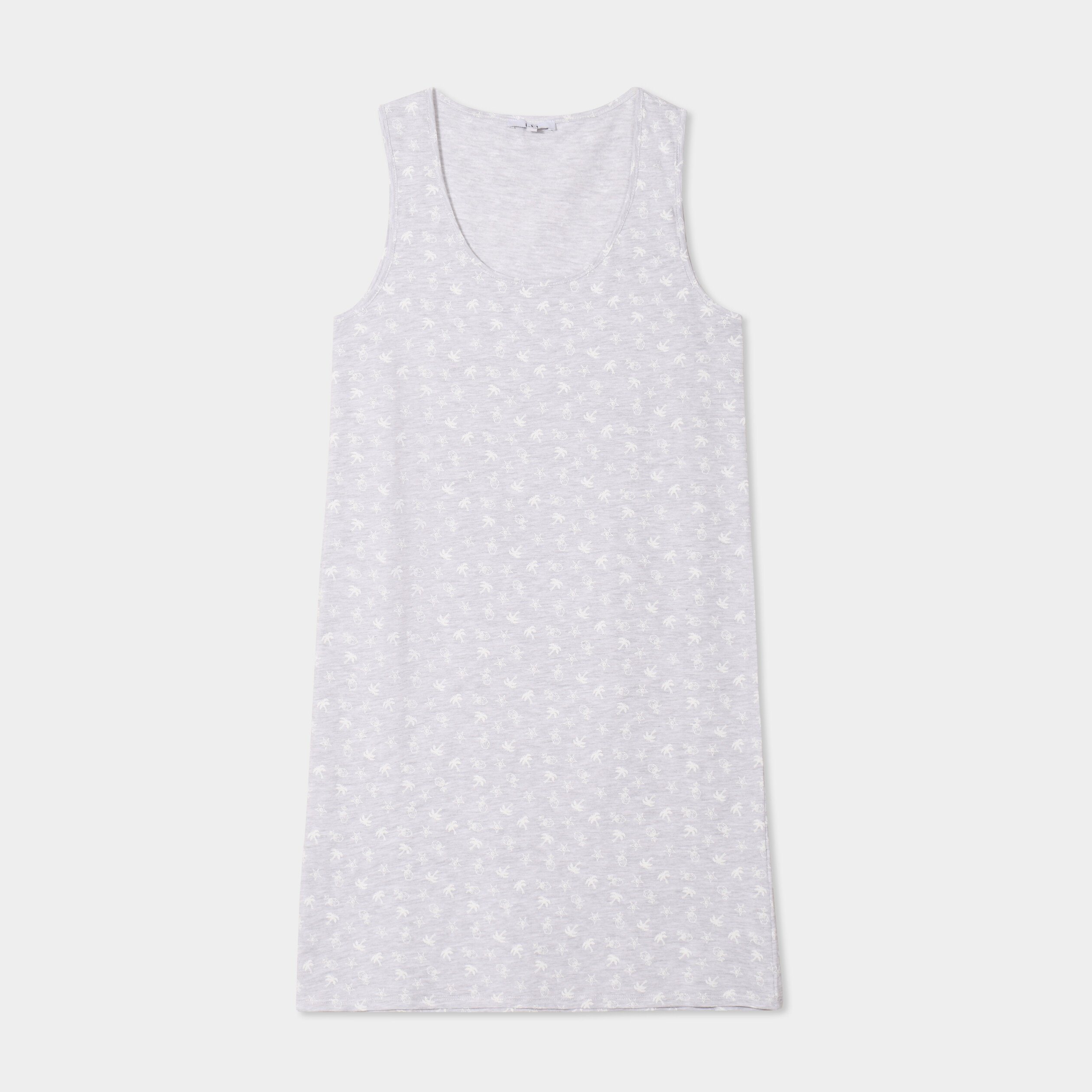 chemise de nuit sans manches gris clair femme Chemise de nuit sans manches gris clair femme