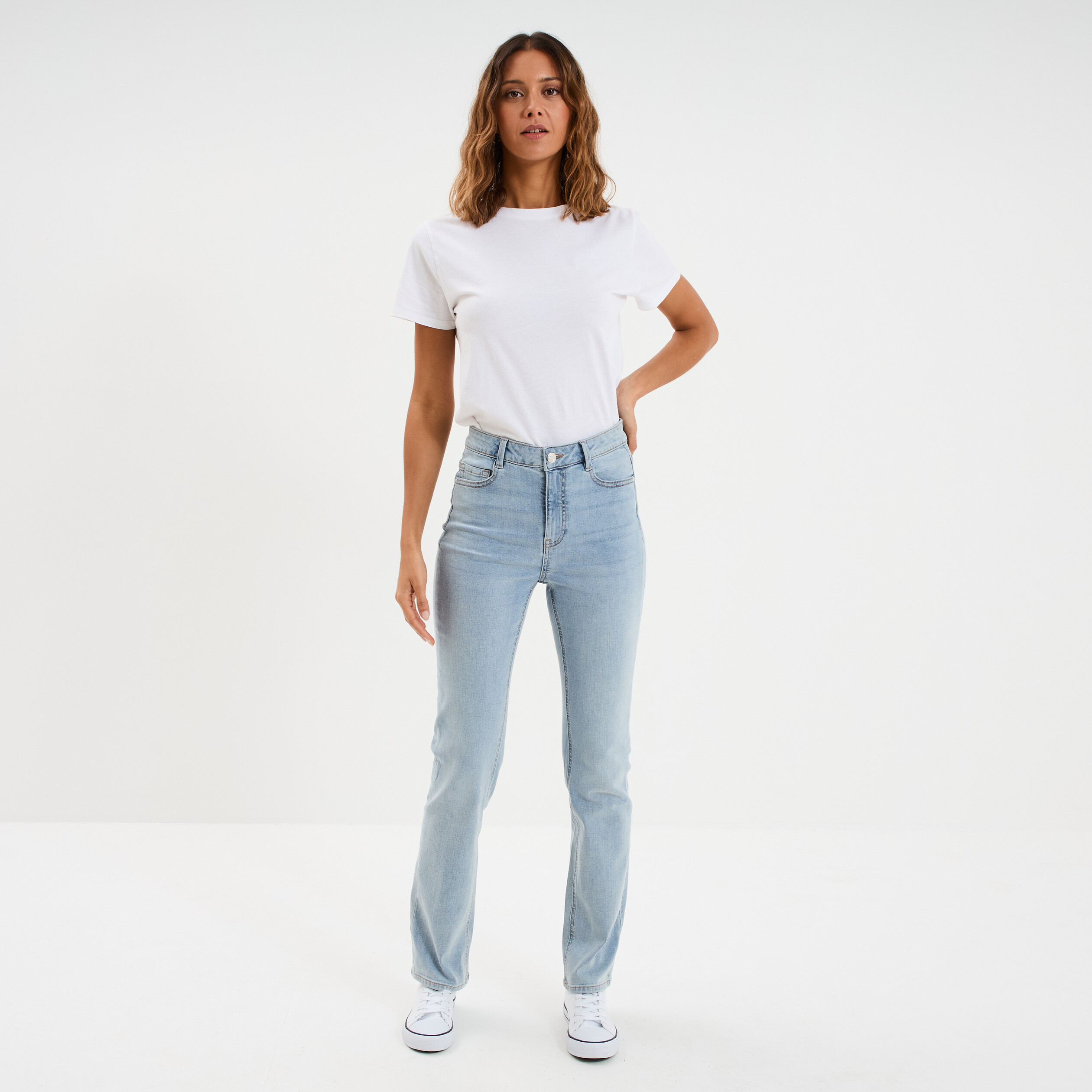 Jeans regular 5 poches coton denim double stone femme